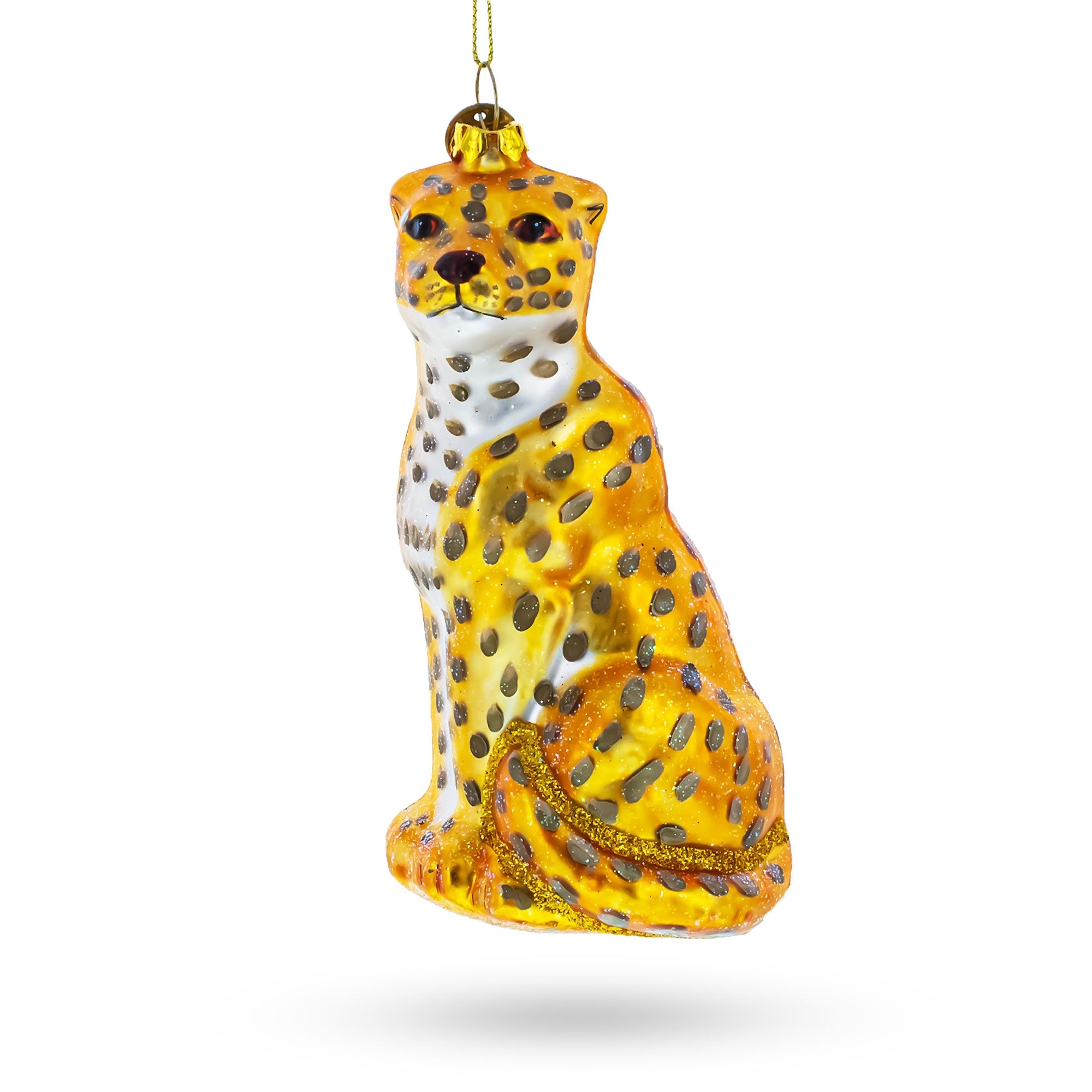 Spotted Leopard Glass Christmas Ornament