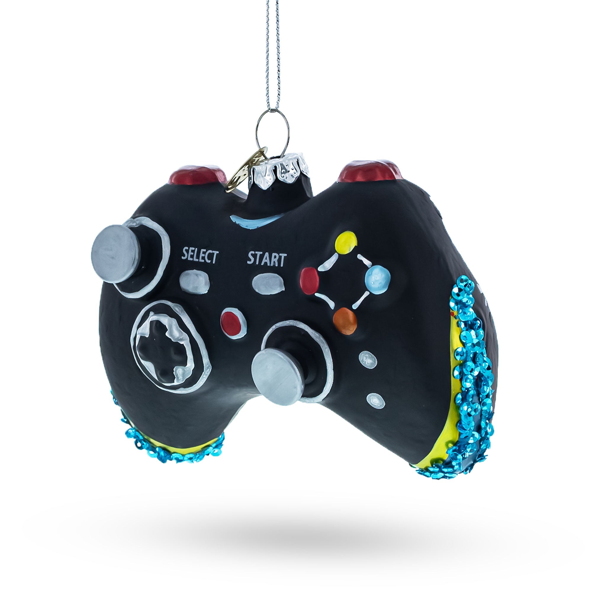 Black Video Game Controller Glass Christmas Ornament