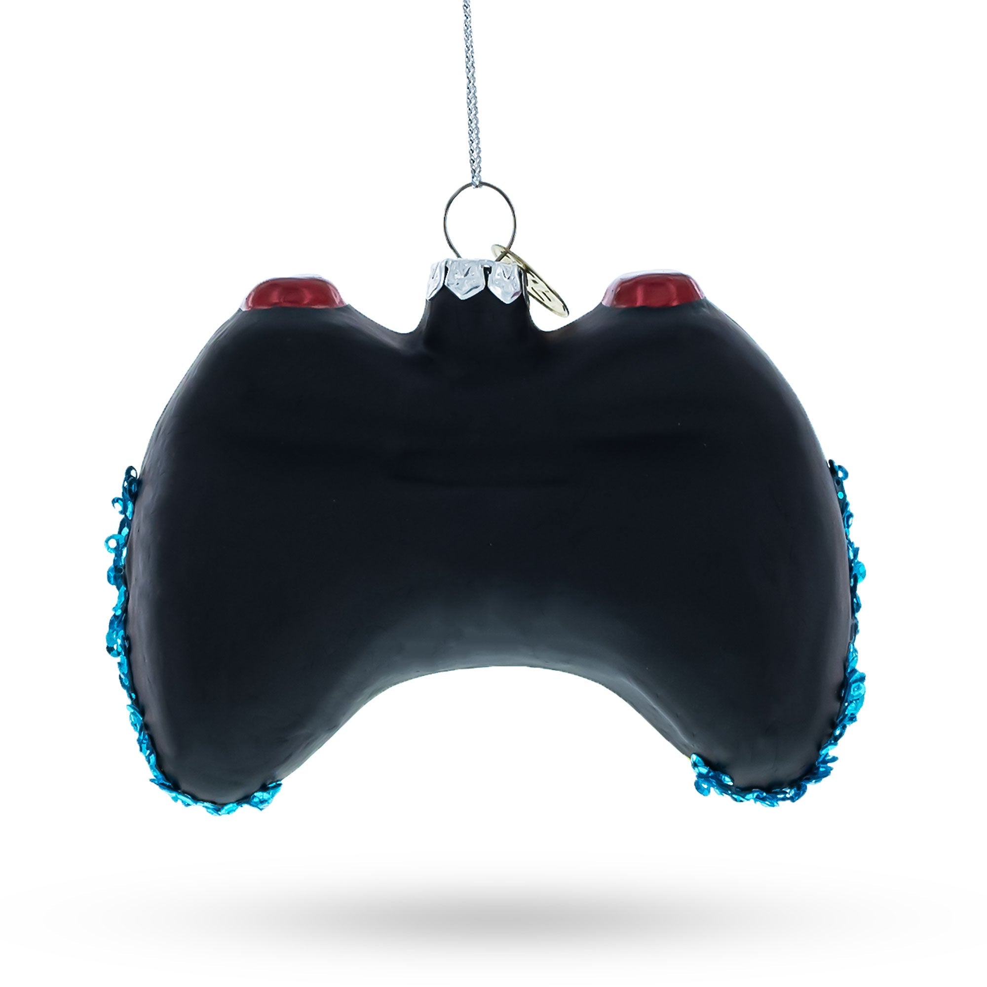 Black Video Game Controller Glass Christmas Ornament