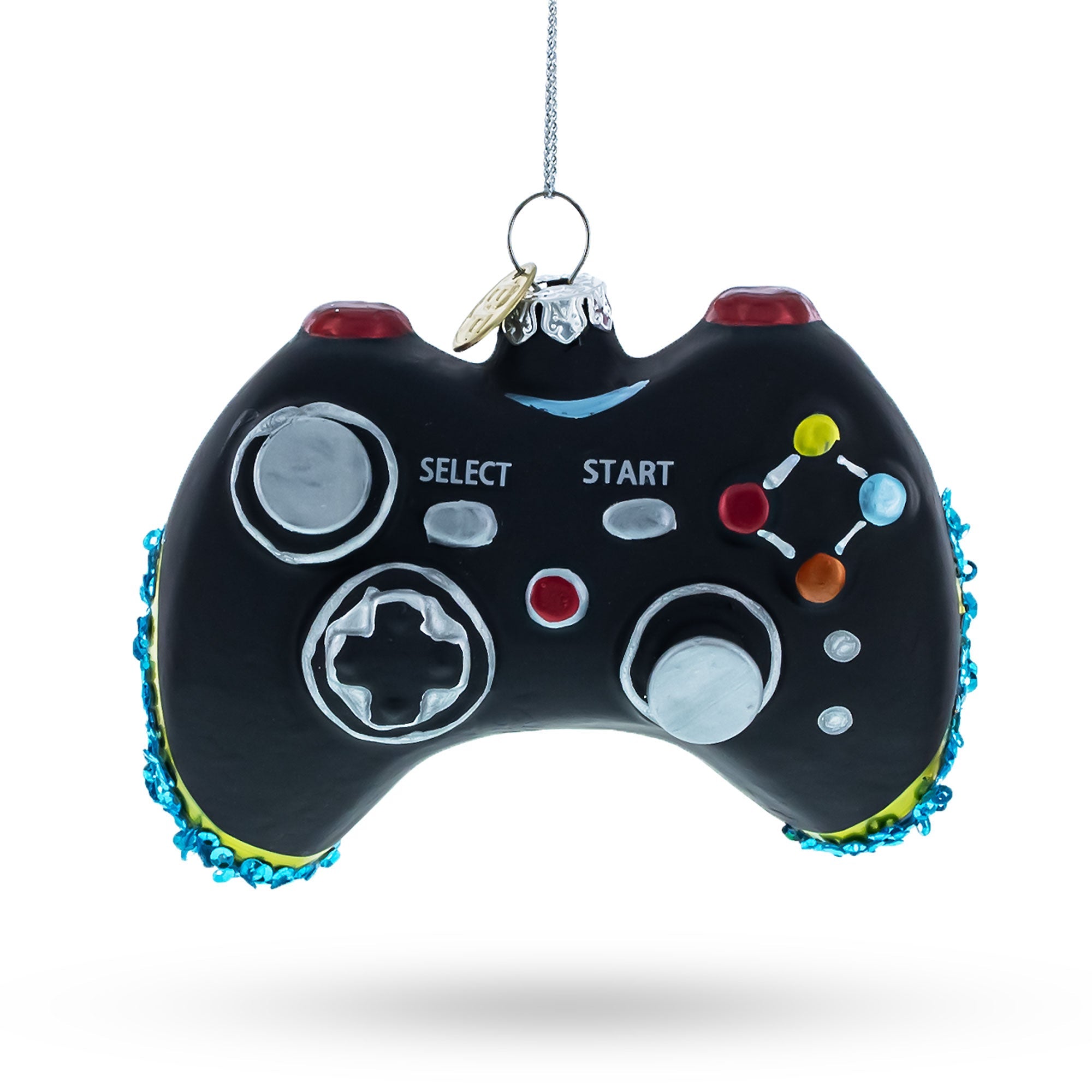 Black Video Game Controller Glass Christmas Ornament