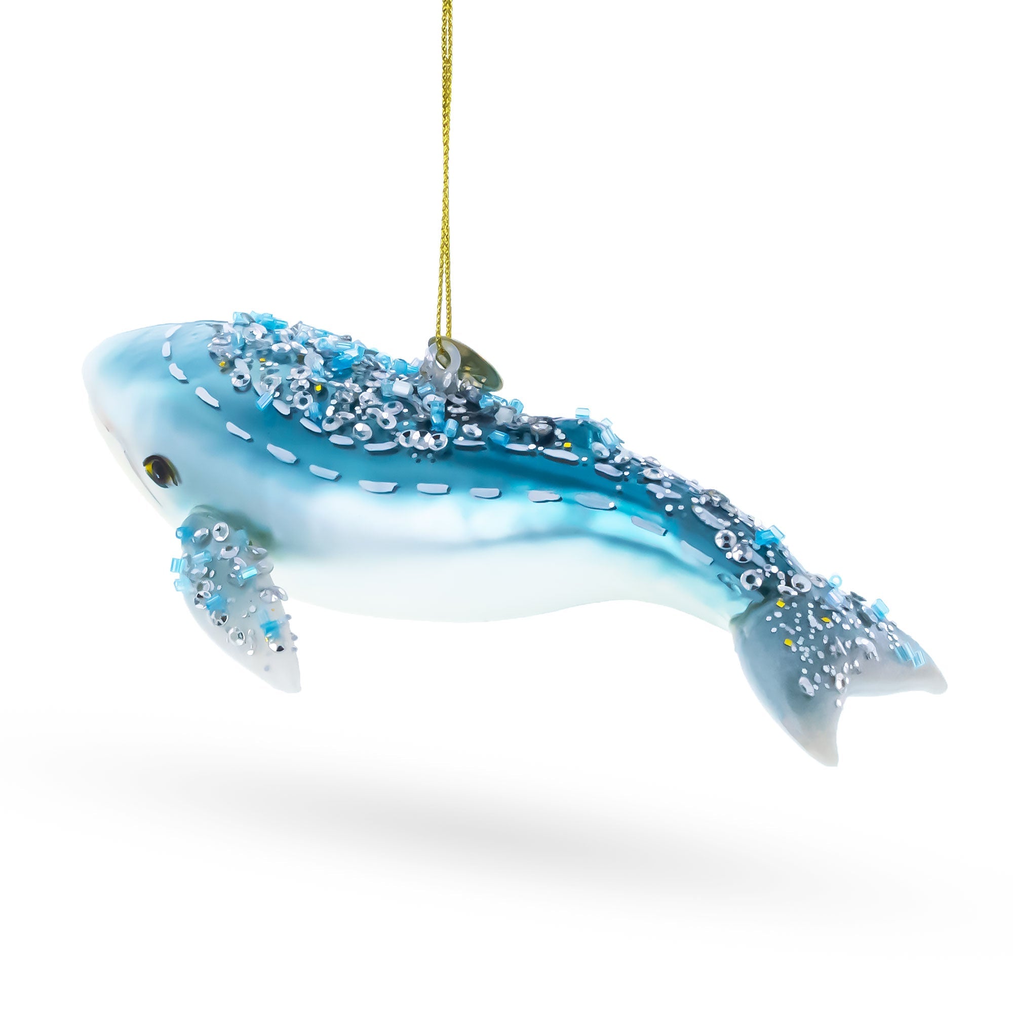 Blue Whale Glass Christmas Ornament