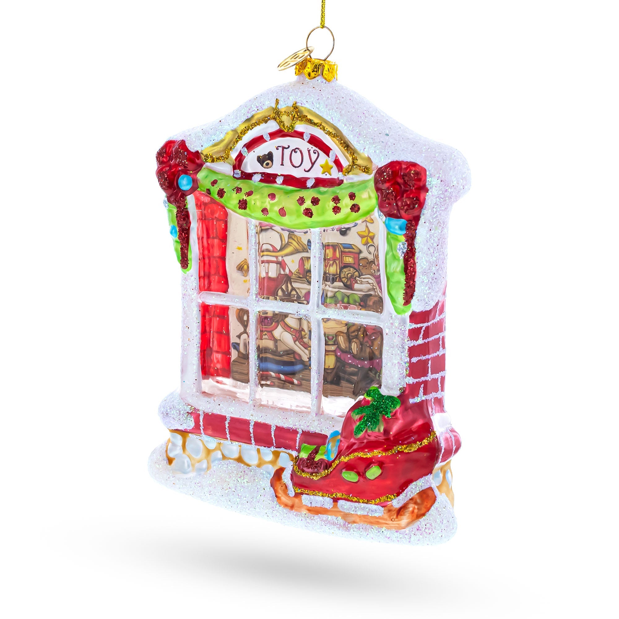 Winter Wonderland Toy House Glass Christmas Ornament