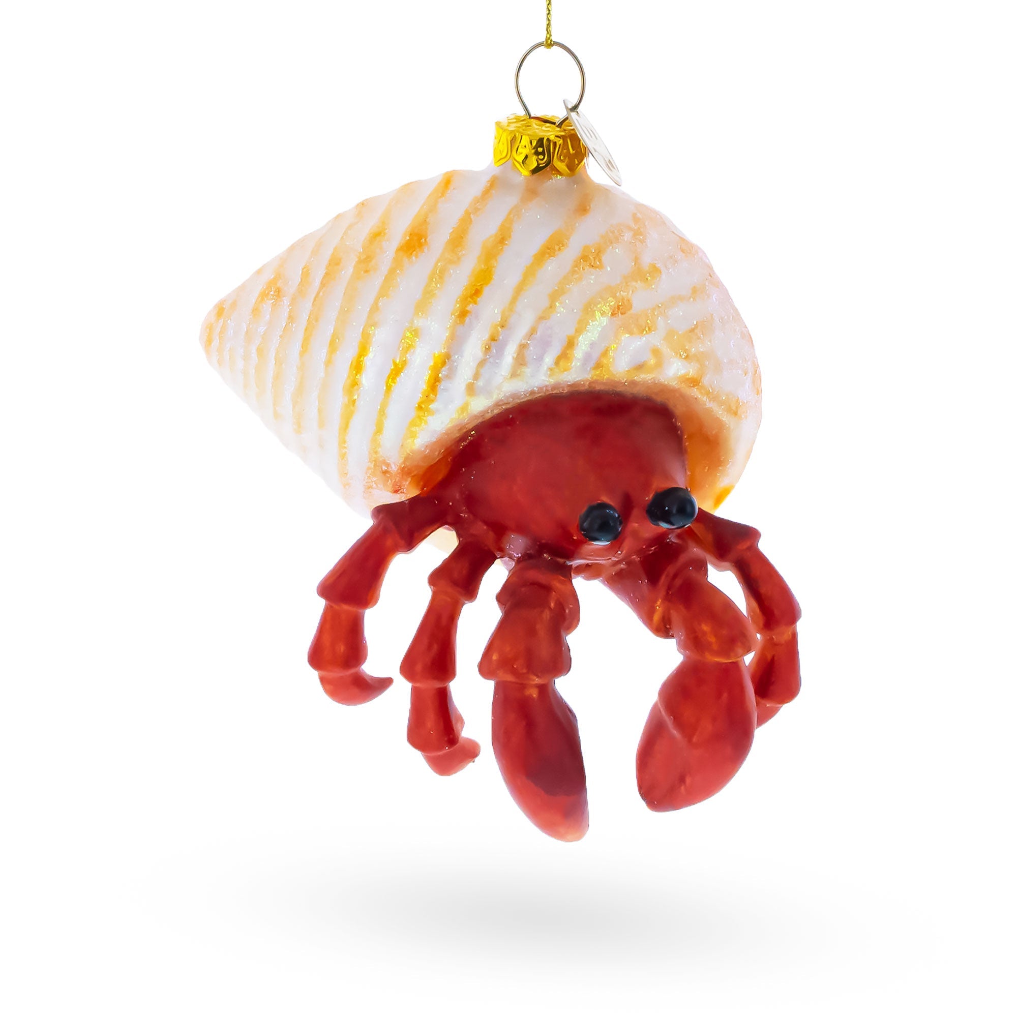 Tropical Orange Hermit Crab Glass Christmas Ornament