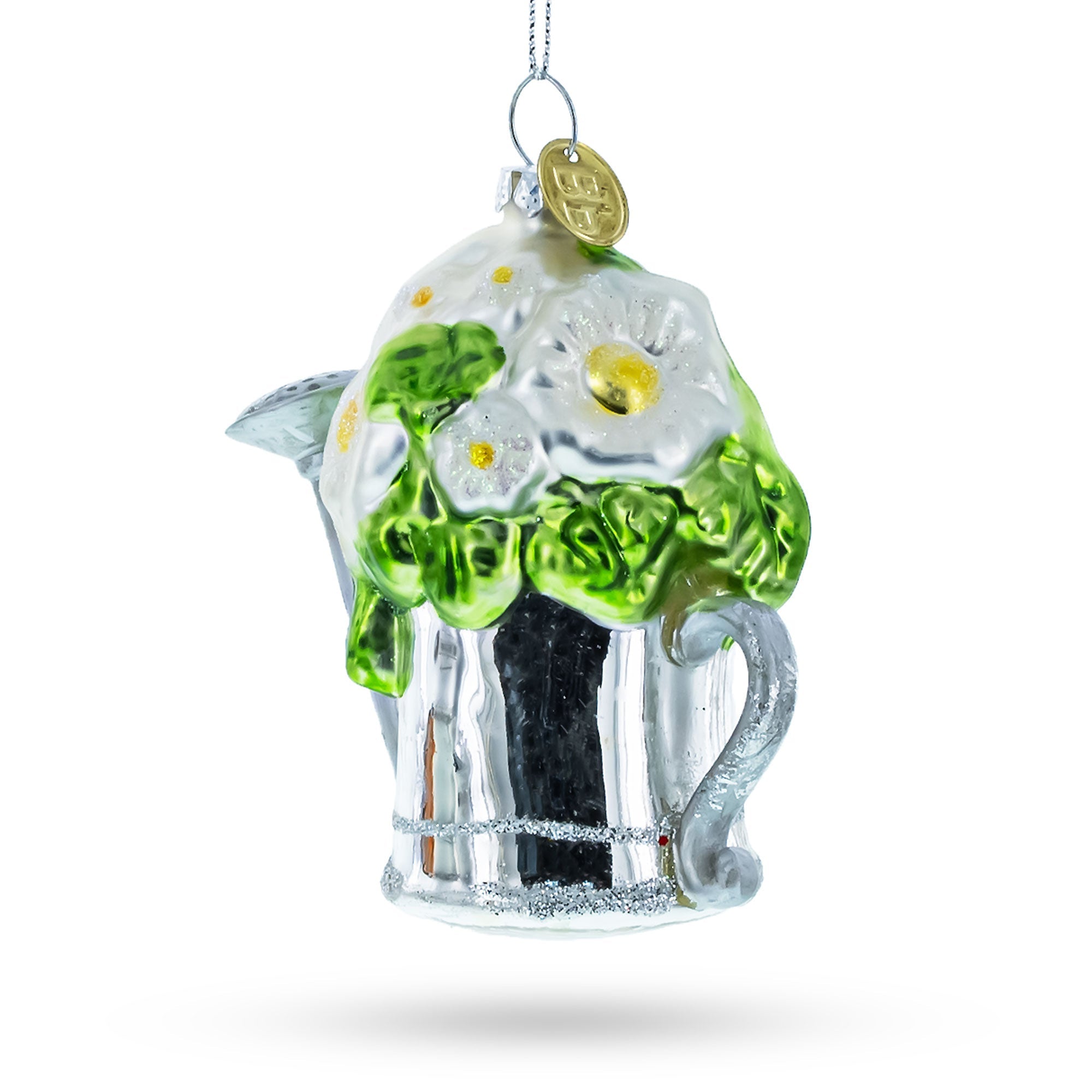 Floral Watering Can Glass Christmas Ornament BestPysanky