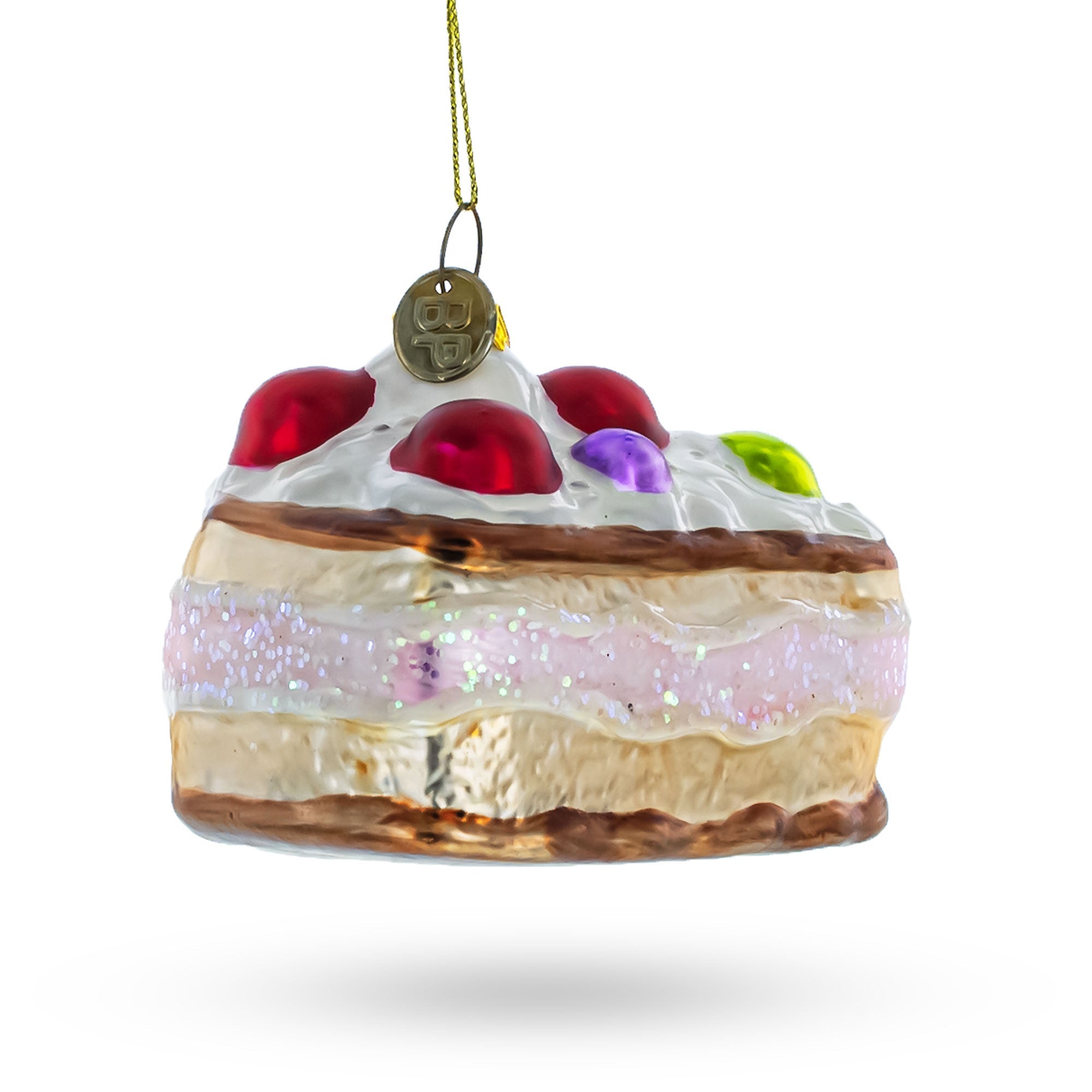 Cherry Cake Glass Christmas Ornament