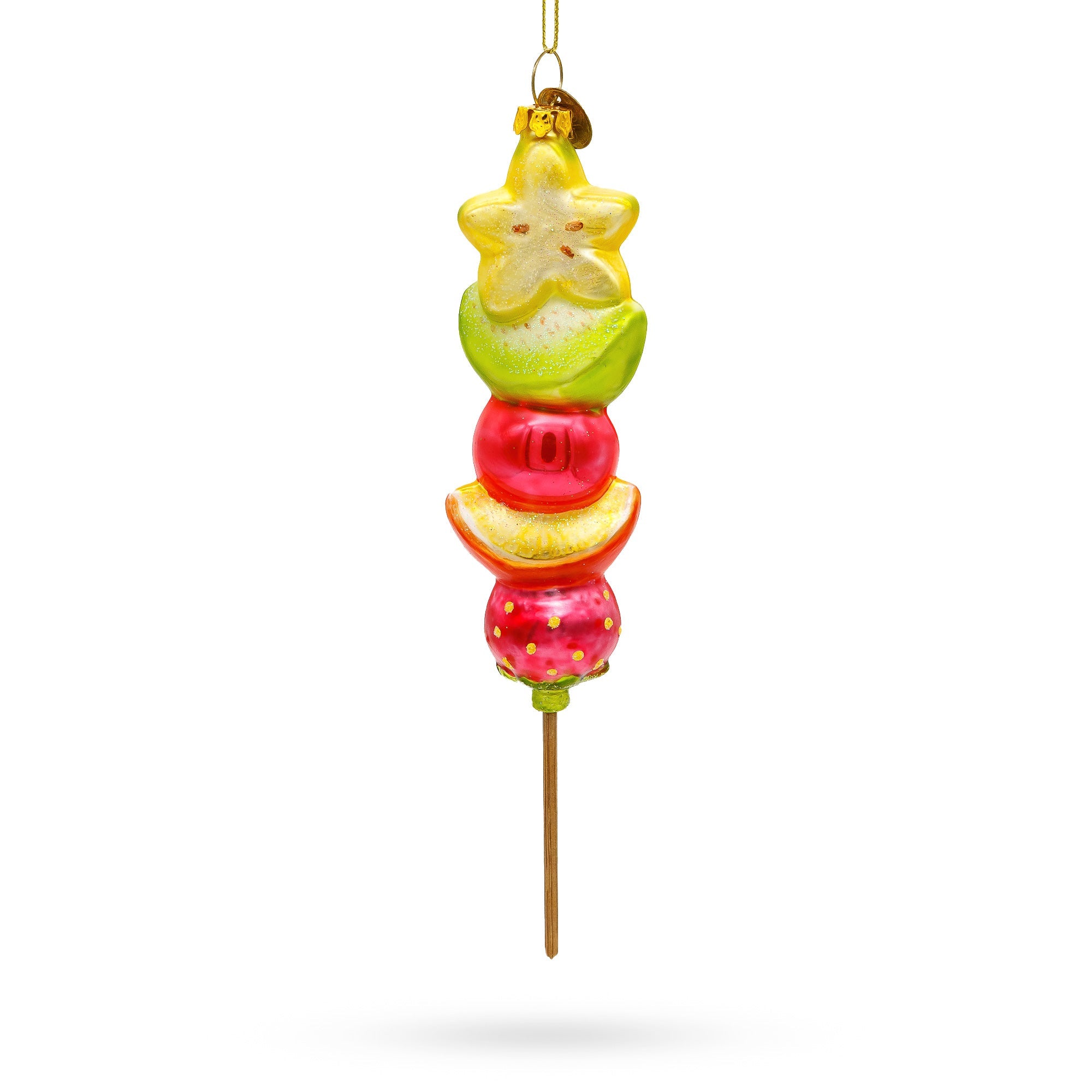 Fruit Medley on a Stick Glass Christmas Ornament