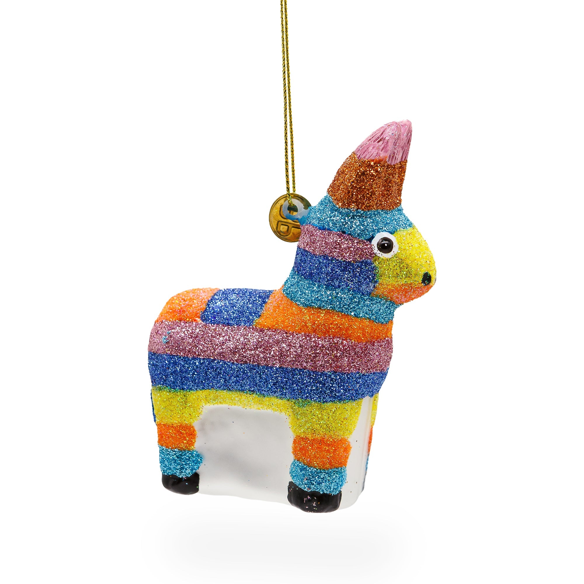 Donkey Pinata Glass Christmas Ornament