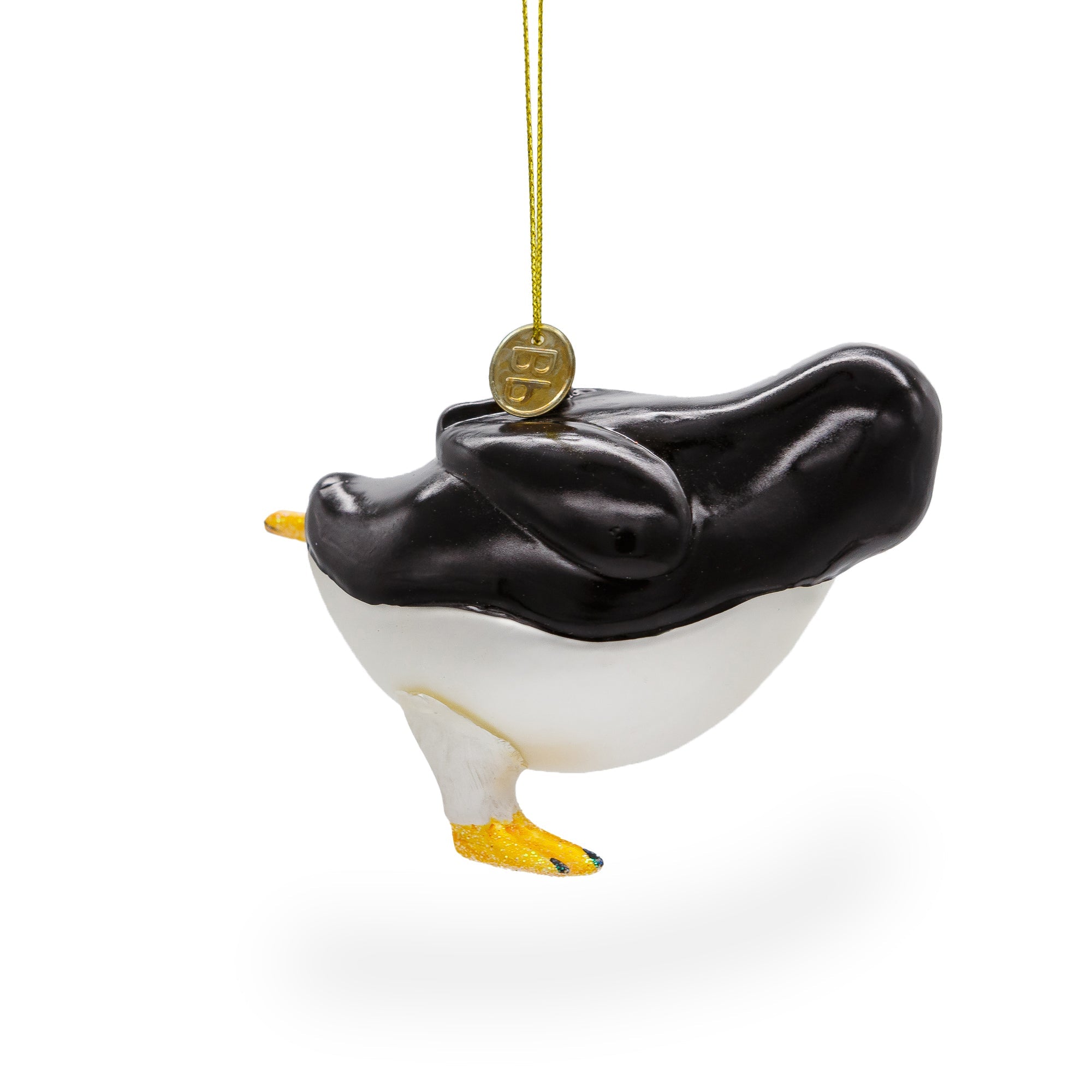 Penguin Skating Glass Christmas Ornament