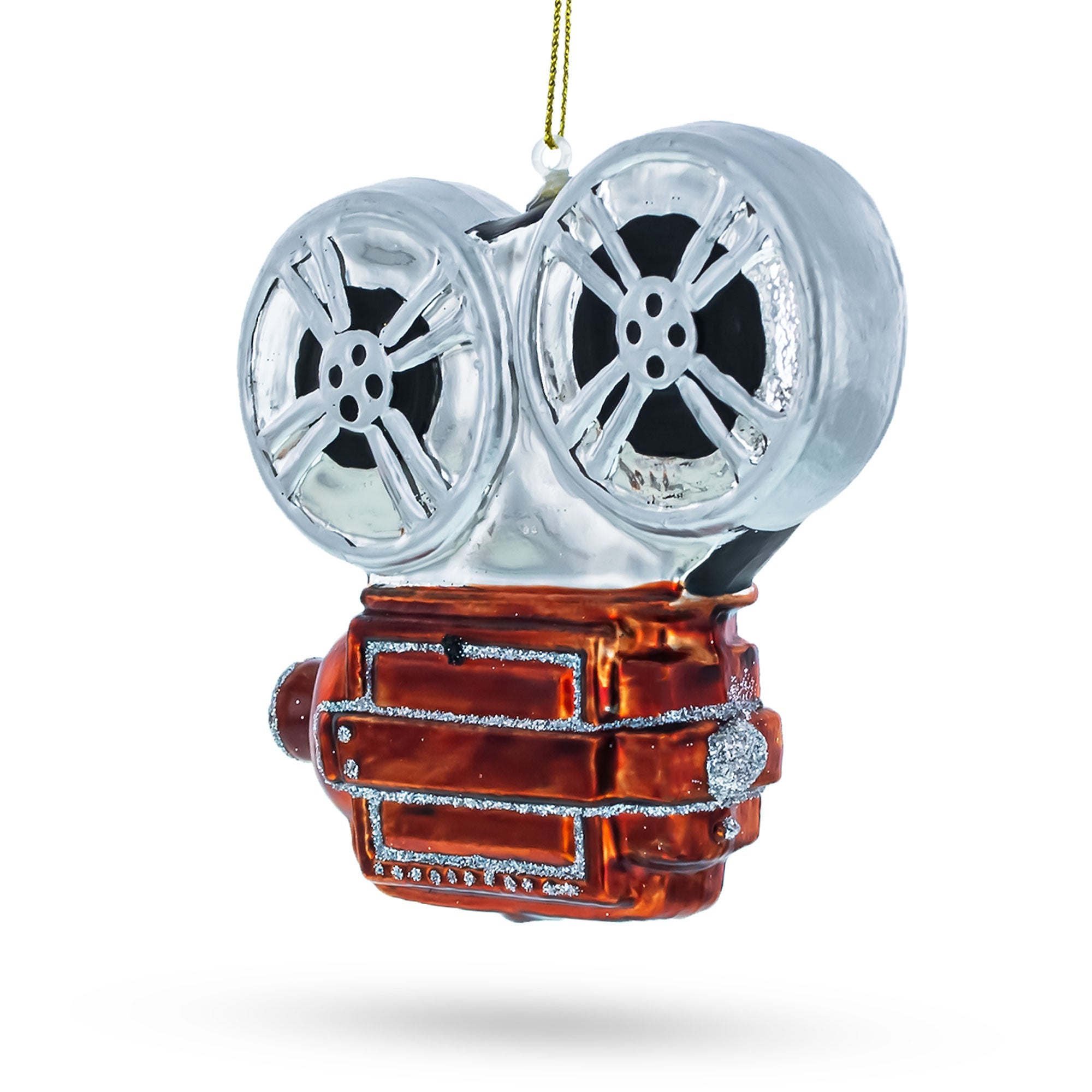 Retro Camera Movie Player Glass Christmas Ornament