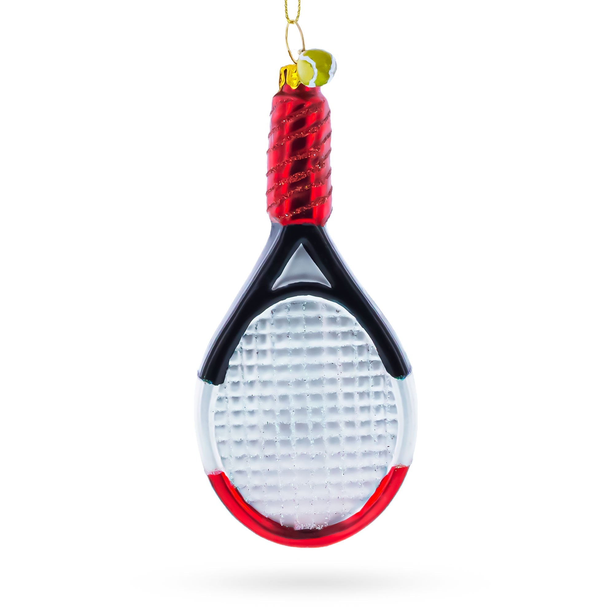 Tennis Racket Glass Christmas Ornament