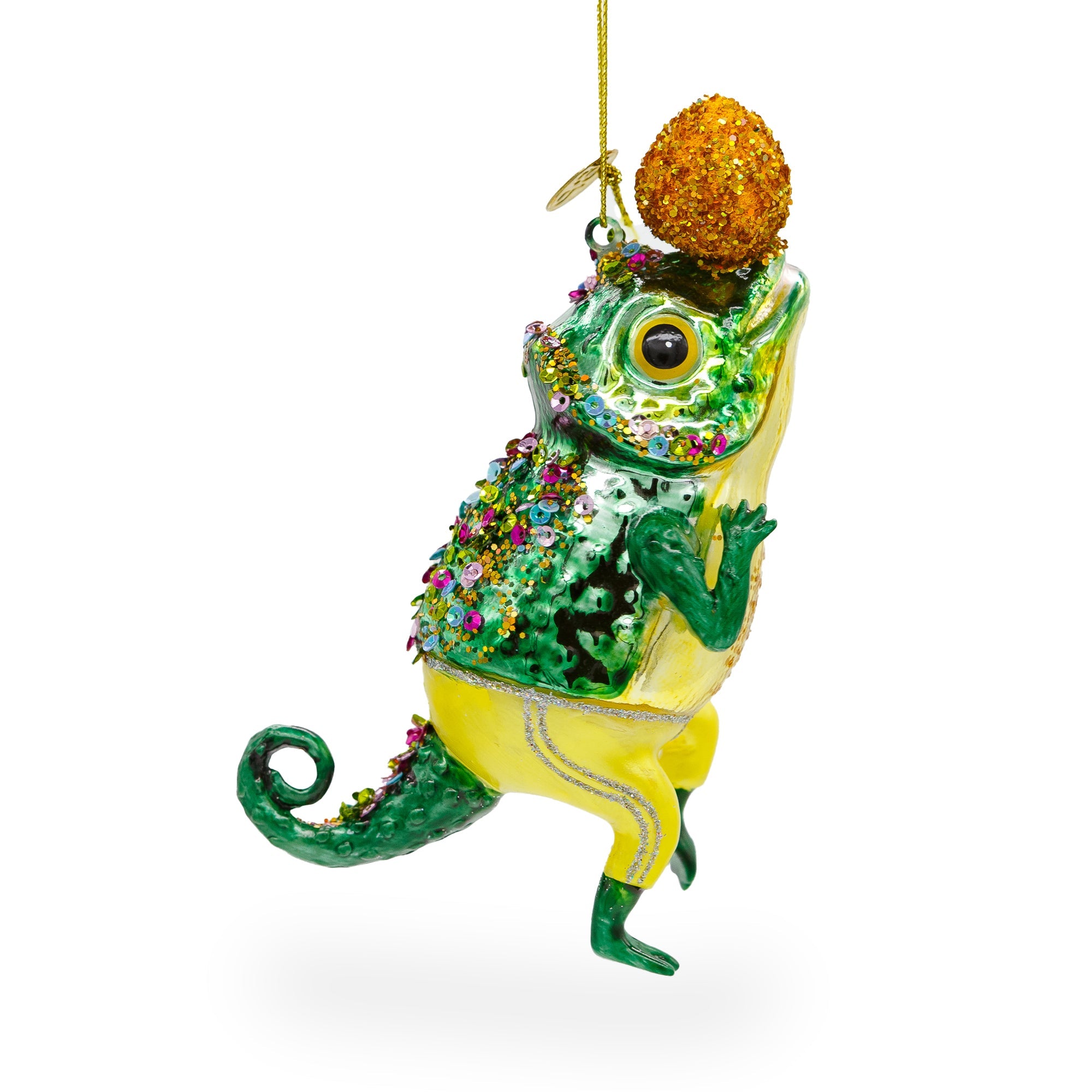 Chameleon Lizard Glass Christmas Ornament