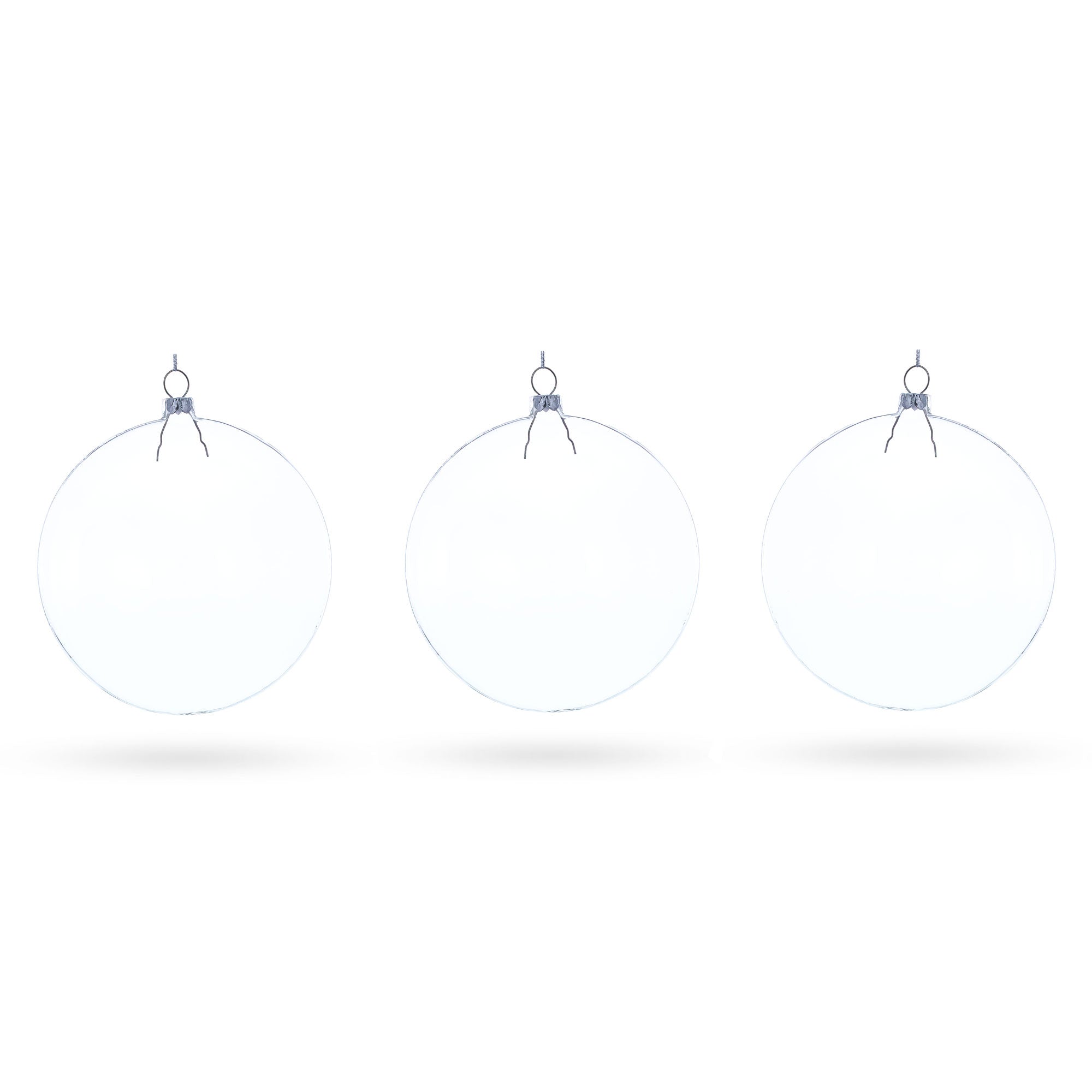 Set of 3 Flat Disc Clear Glass Christmas Ornaments 5.4 Inches (140 mm) BestPysanky
