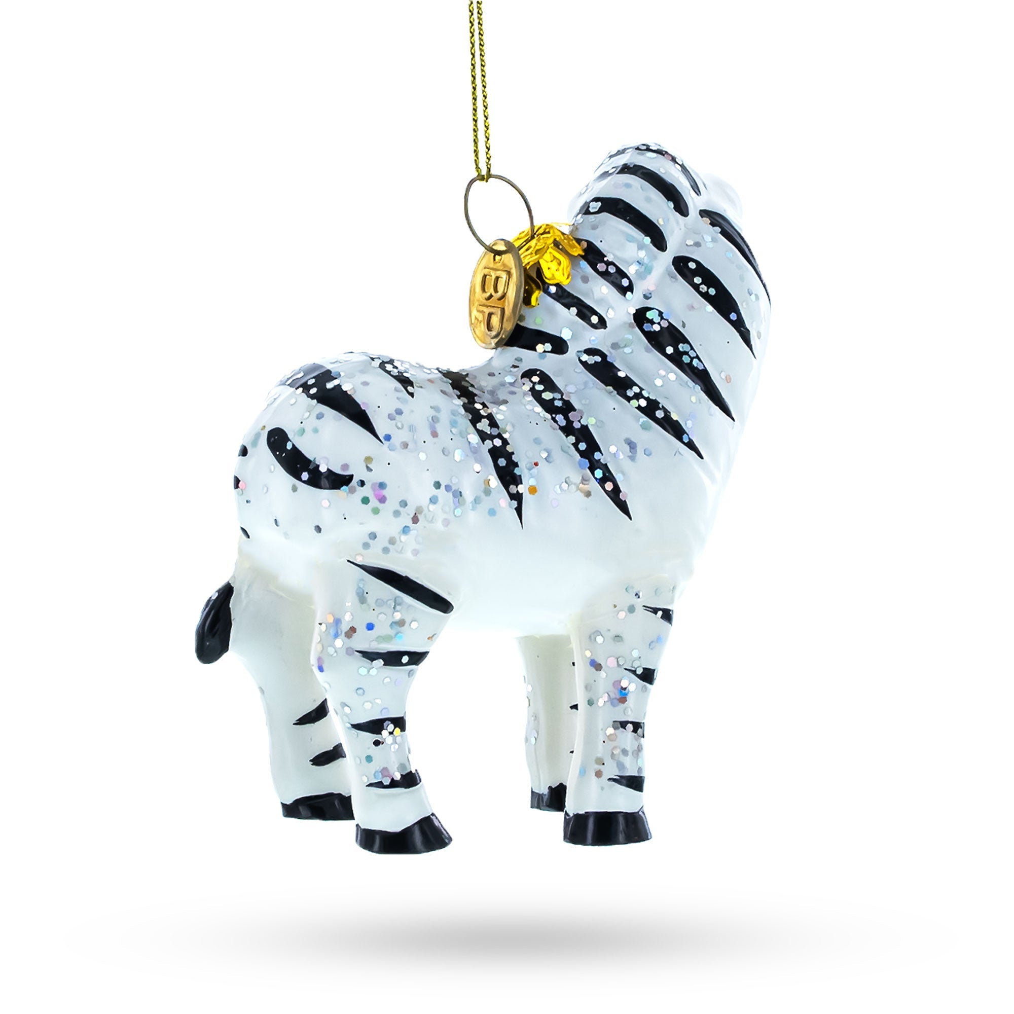 Glittered Zebra Glass Christmas Ornament BestPysanky