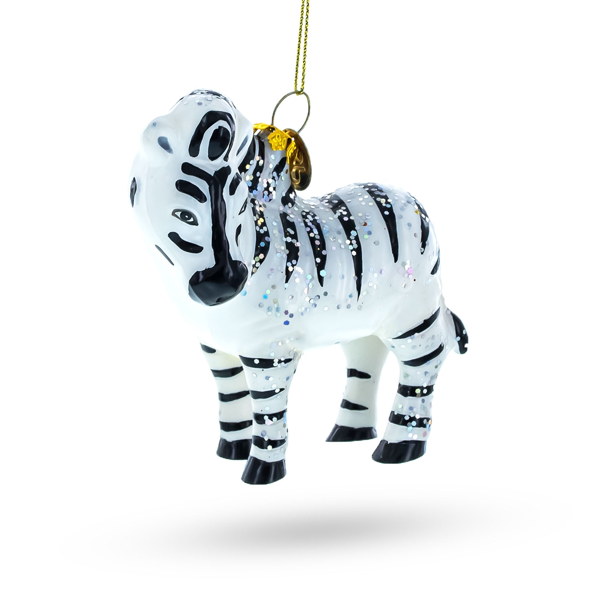 Glittered Zebra Glass Christmas Ornament BestPysanky