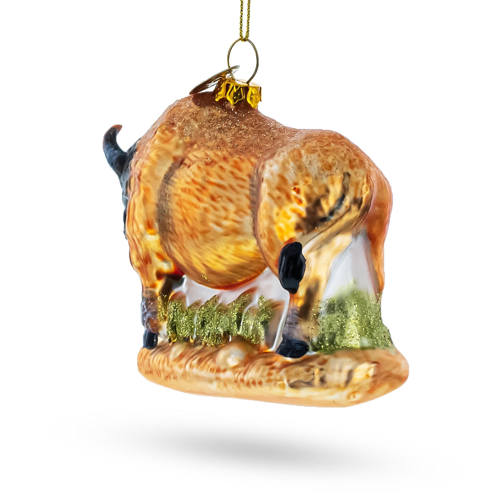 Bison Glass Christmas Ornament