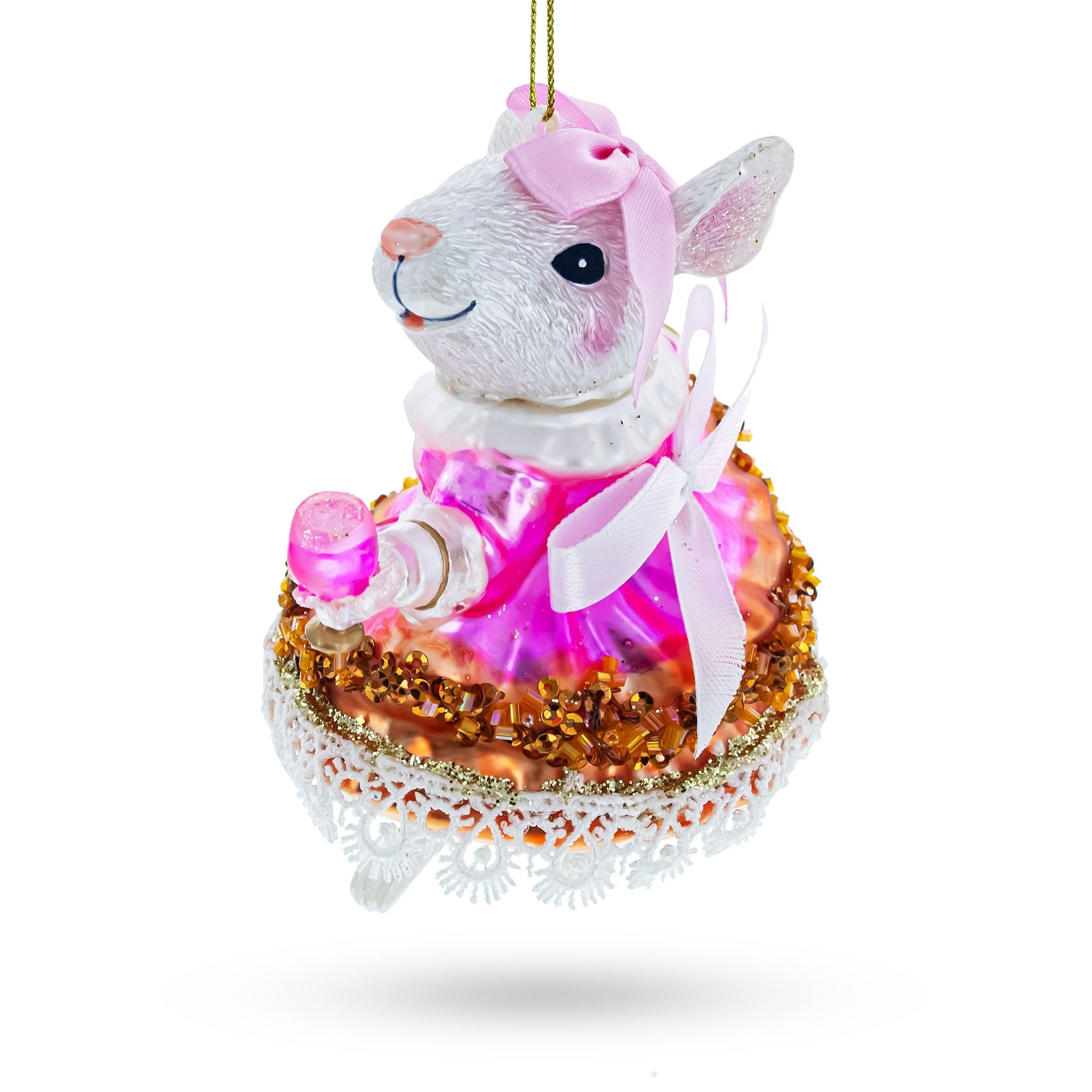 Mouse Toasting with Wine Glass Christmas Ornament