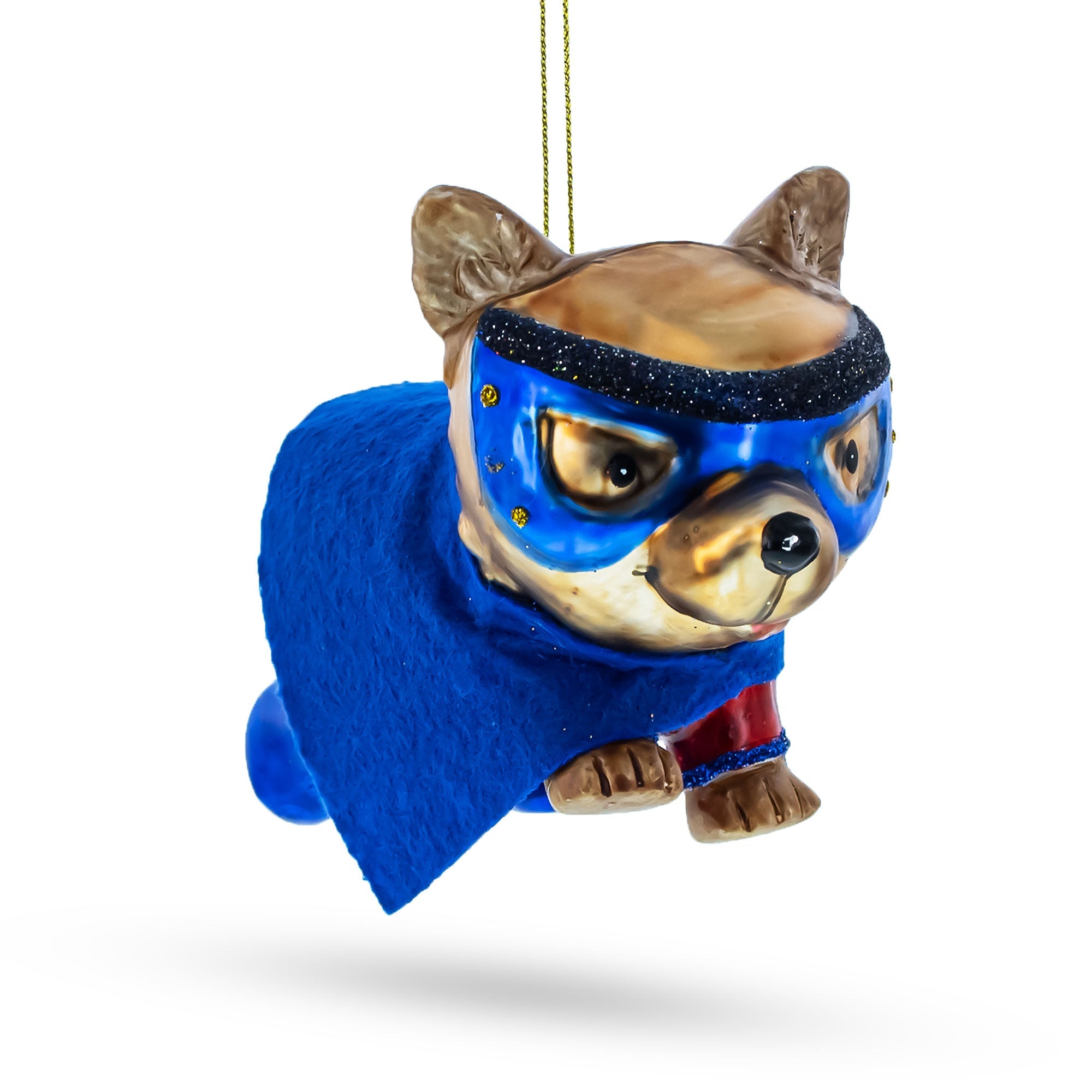 Super Pup in Blue Cape Glass Christmas Ornament BestPysanky