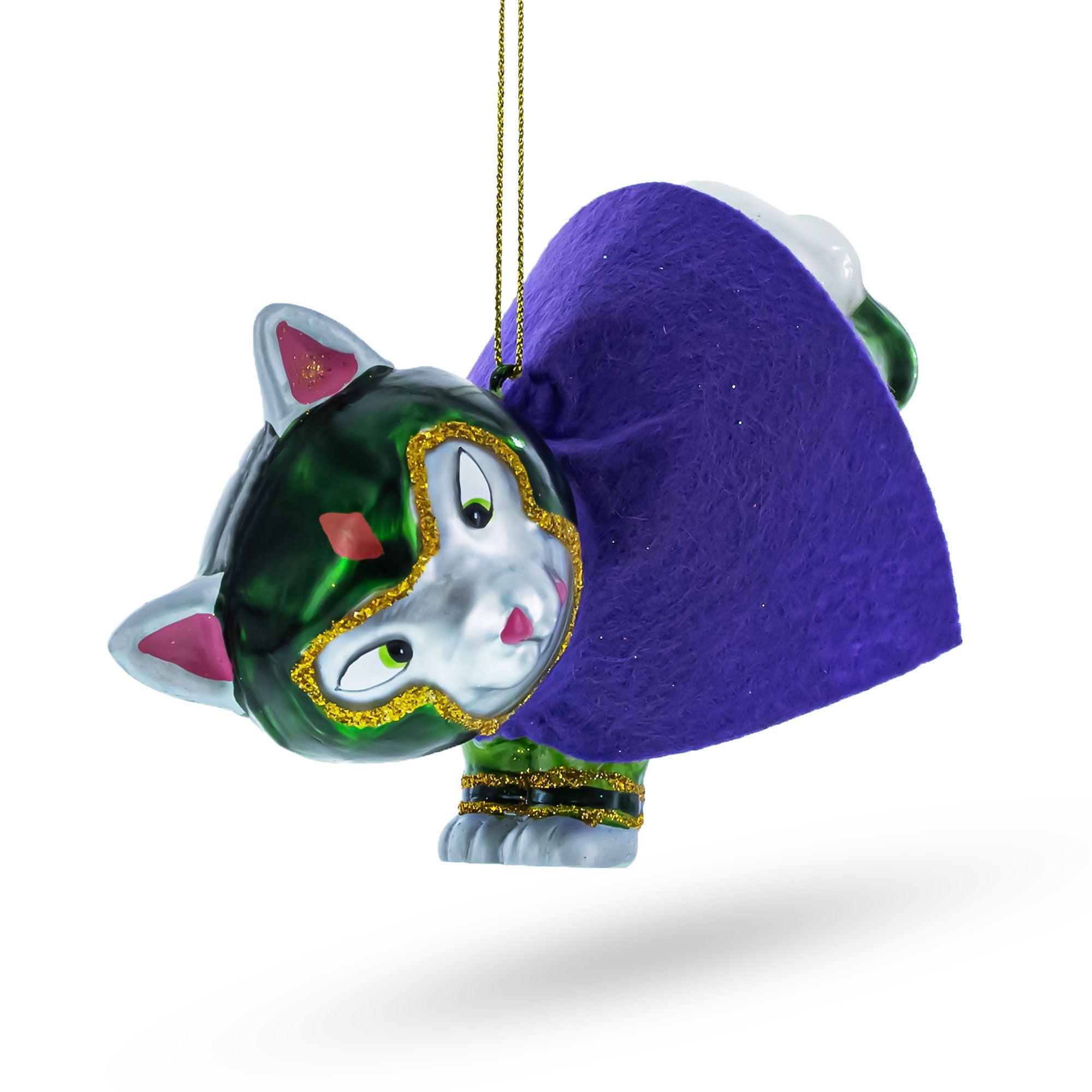 Super Dog in Green Mask Glass Christmas Ornament BestPysanky