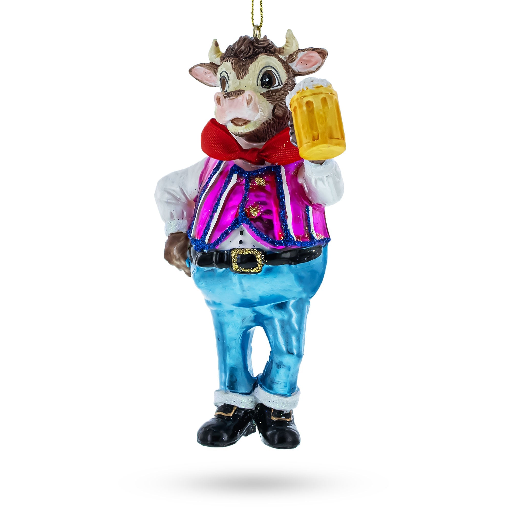 Bull Hoisting a Beer Glass Christmas Ornament