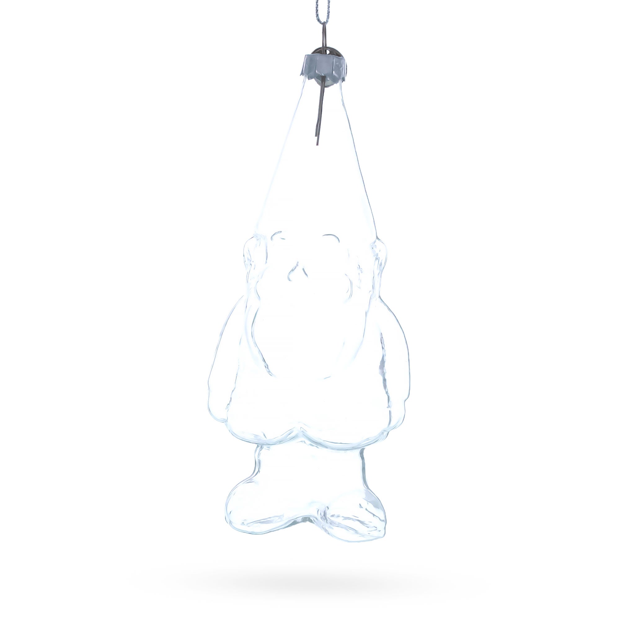 Enchanted Gnome Clear Glass Christmas Ornament