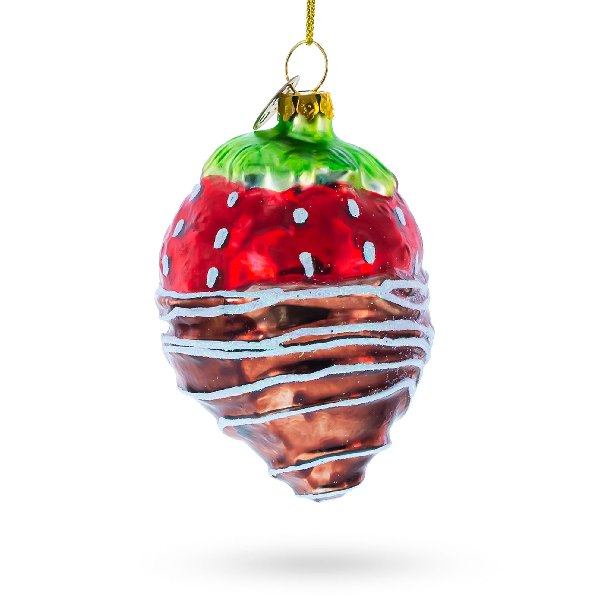 Chocolate-Dipped Strawberry Glass Christmas Ornament
