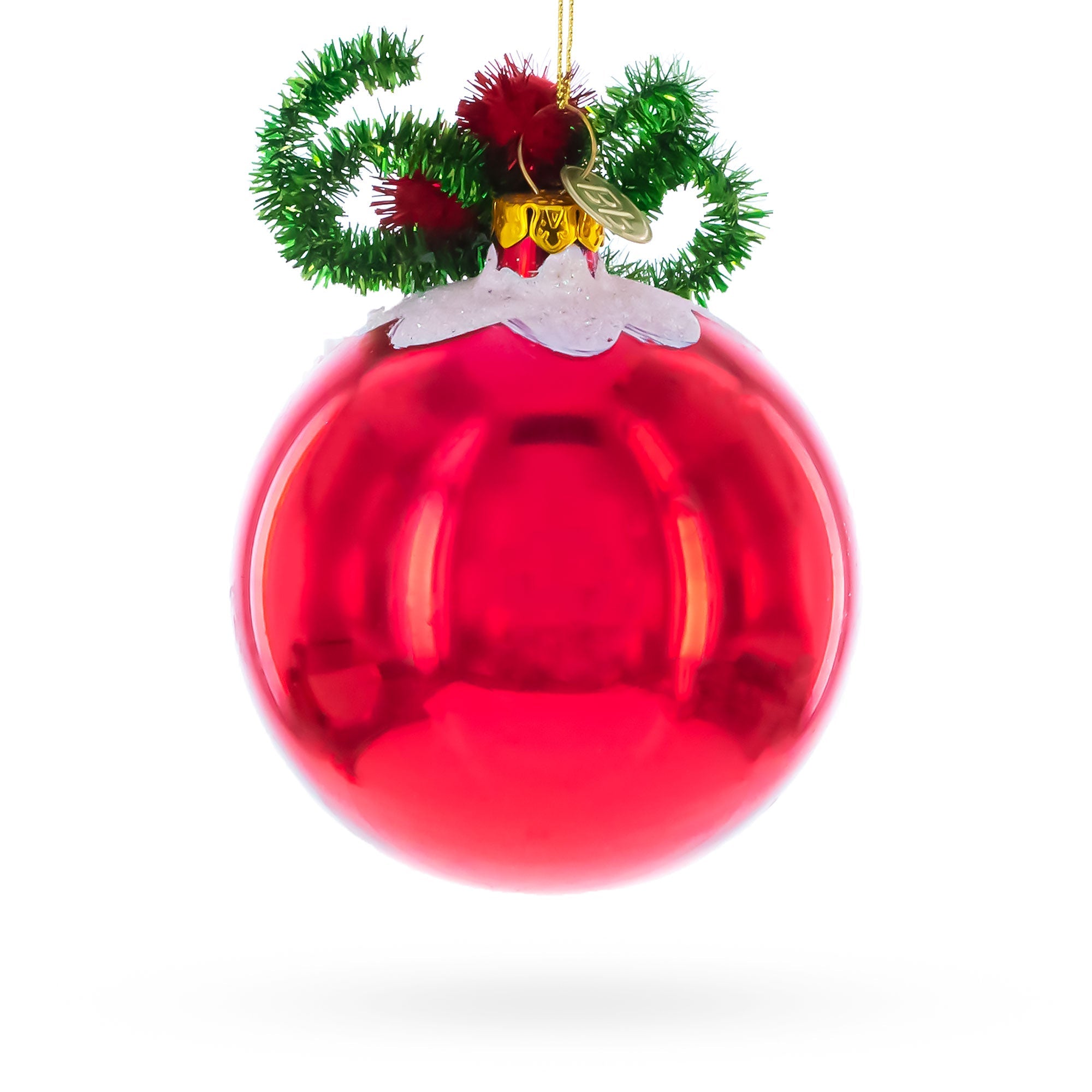 Festive Snowman and Christmas Tree Glass Ornament