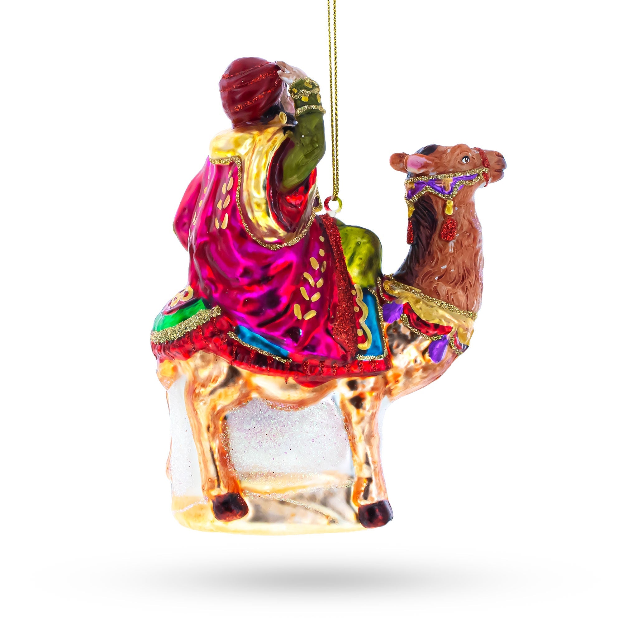 Wiseman Riding a Camel Glass Christmas Ornament BestPysanky