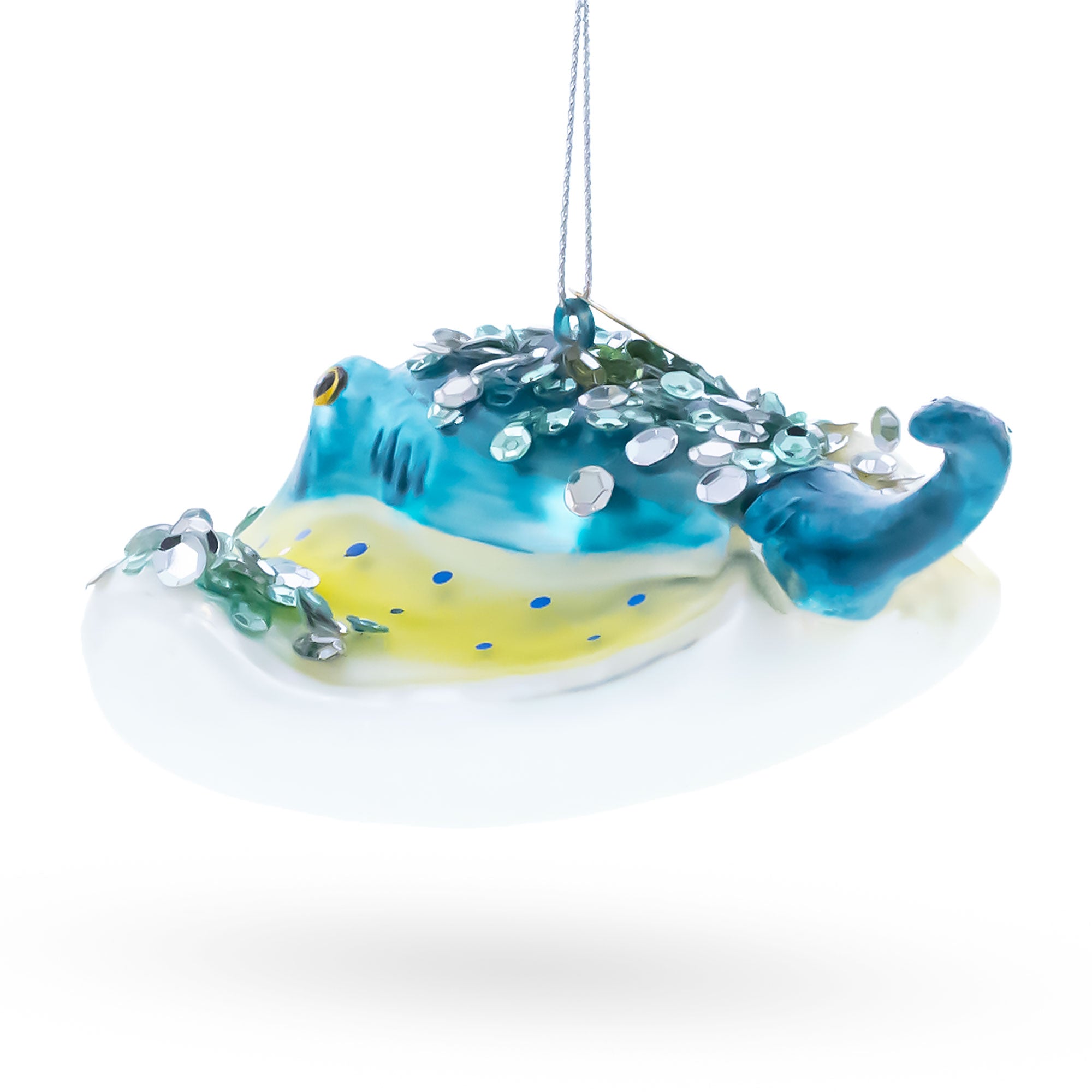 Blue Stingray Glass Christmas Ornament