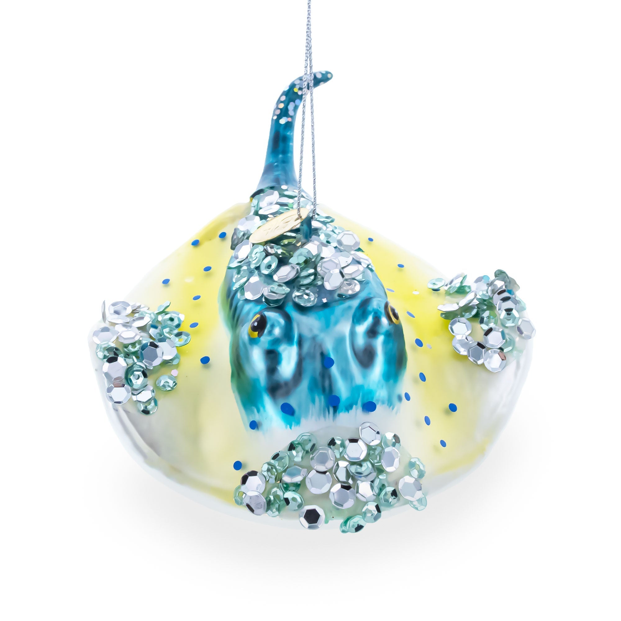 Blue Stingray Glass Christmas Ornament