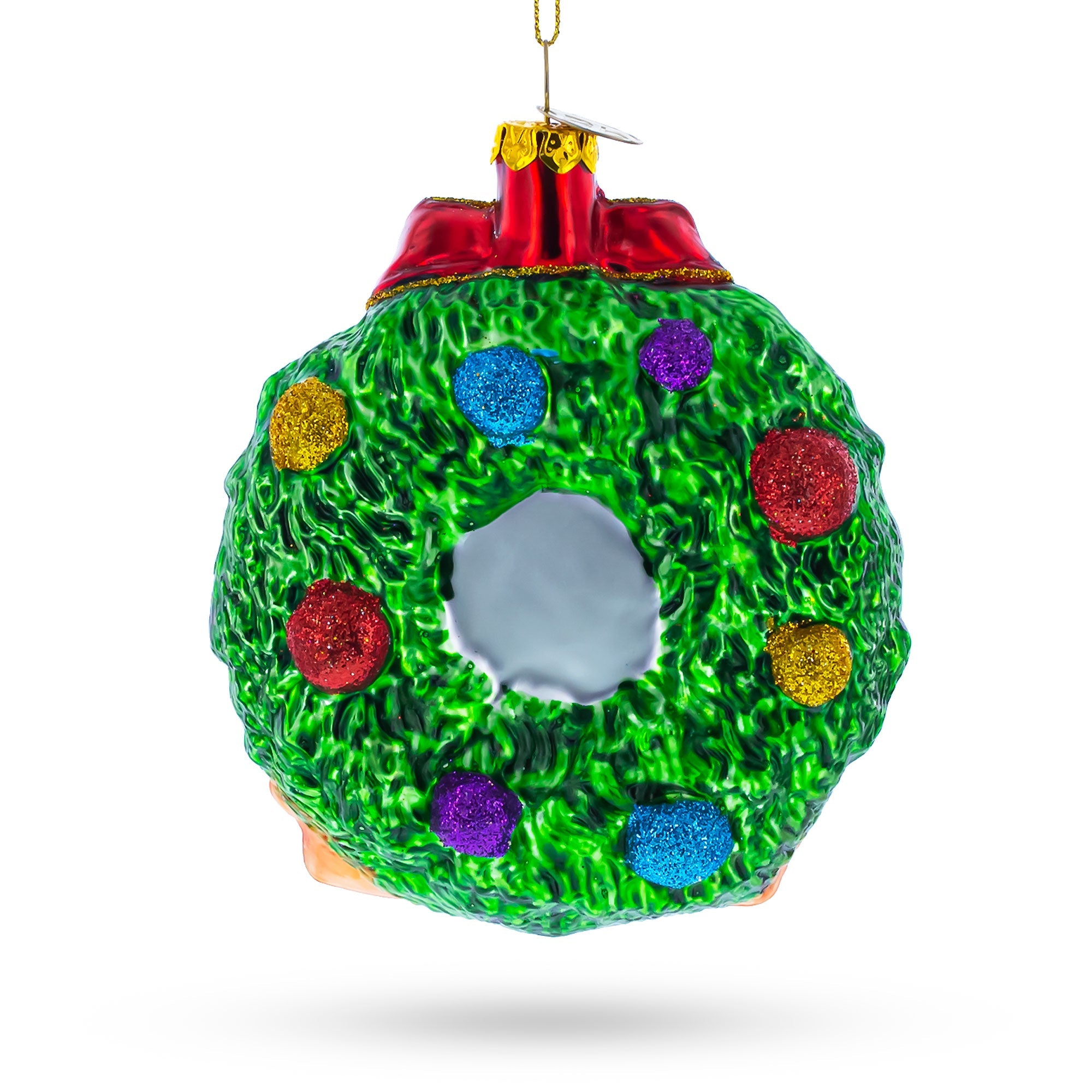 2023 Snowmen Couple in Wreath Glass Christmas Ornament