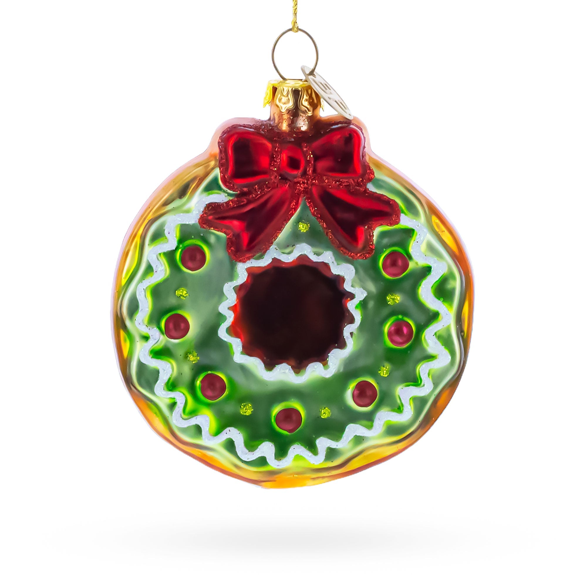 Frosted Green Donut Glass Christmas Ornament