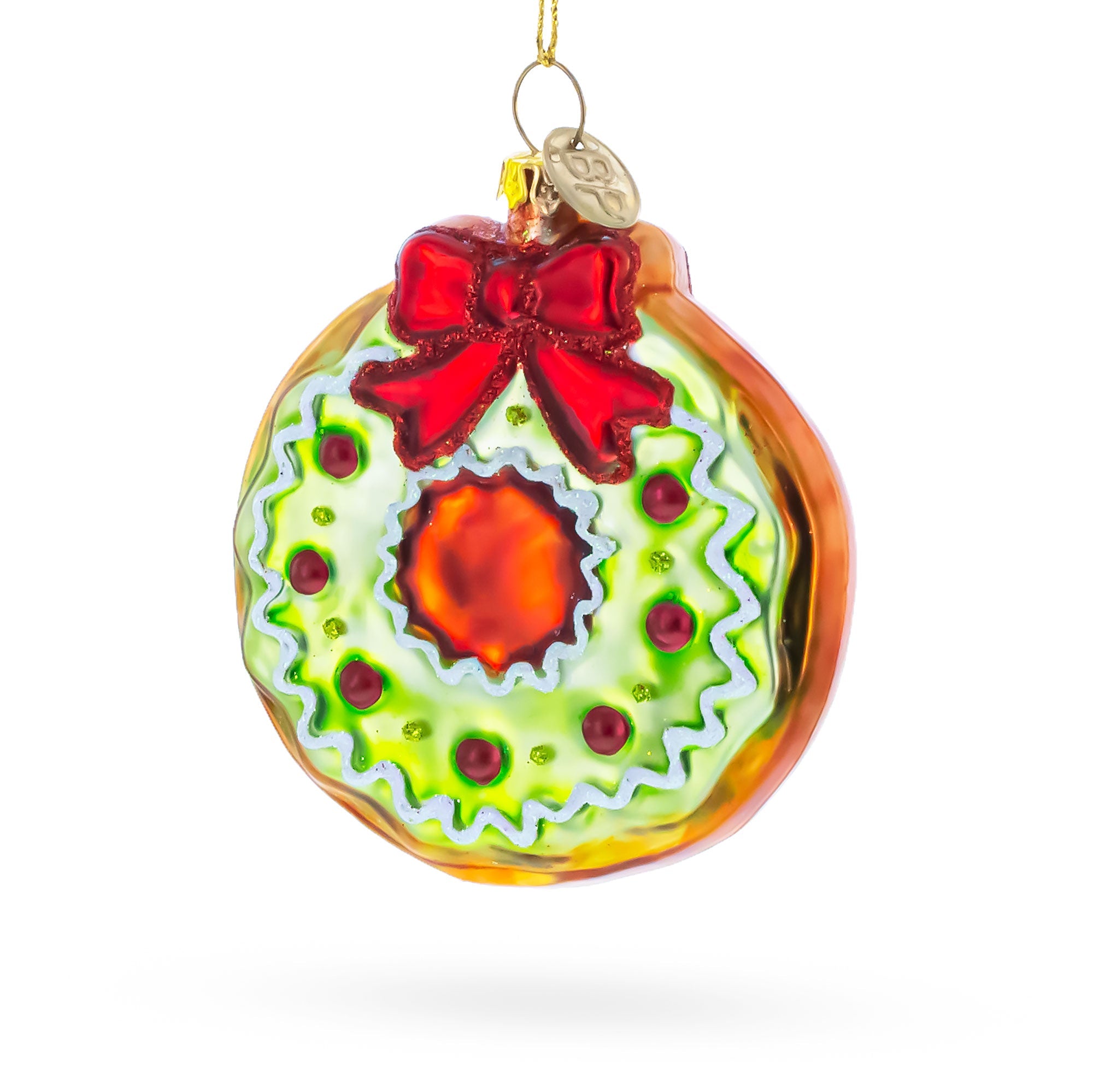 Frosted Green Donut Glass Christmas Ornament