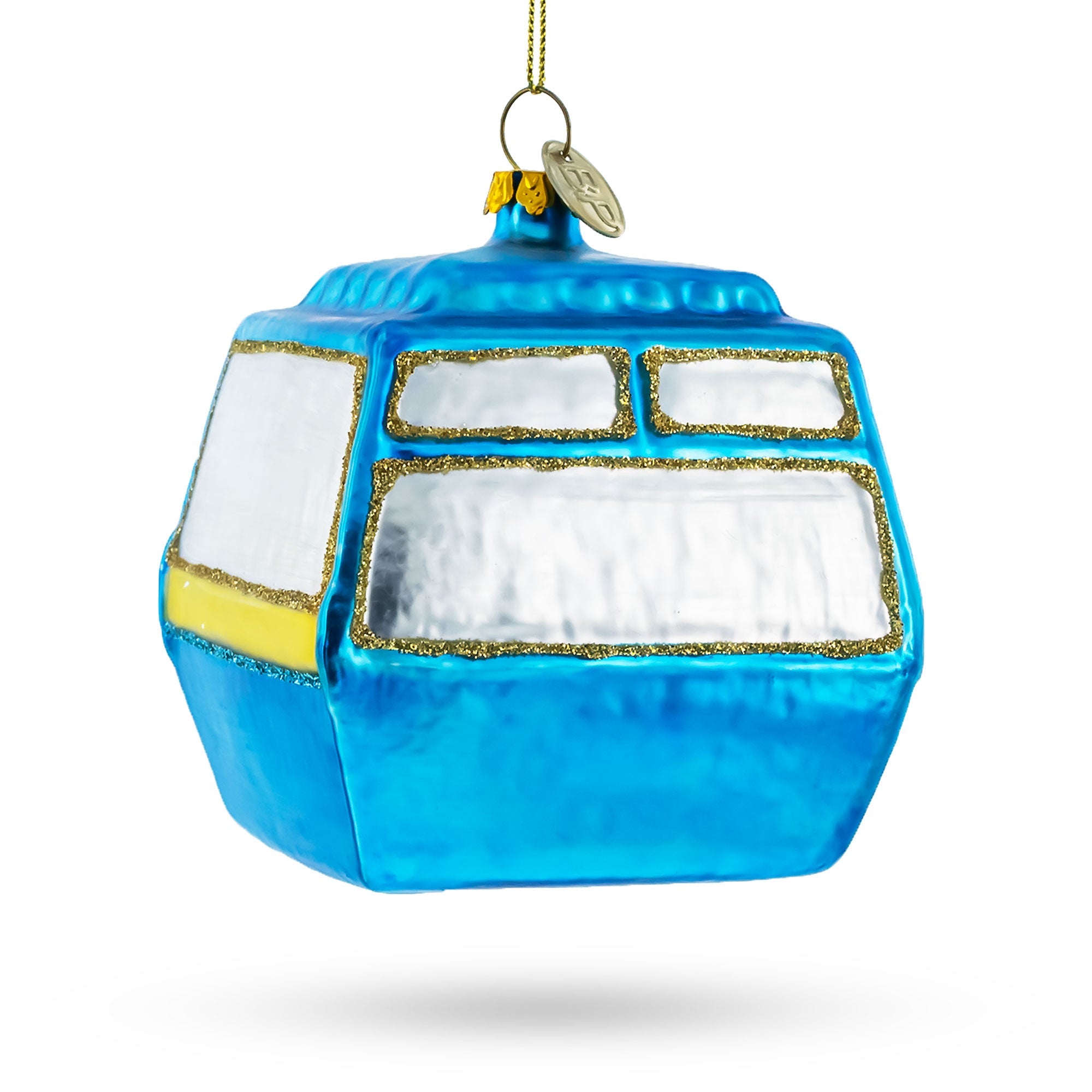 Mountain Bliss Ski Gondola Glass Christmas Ornament