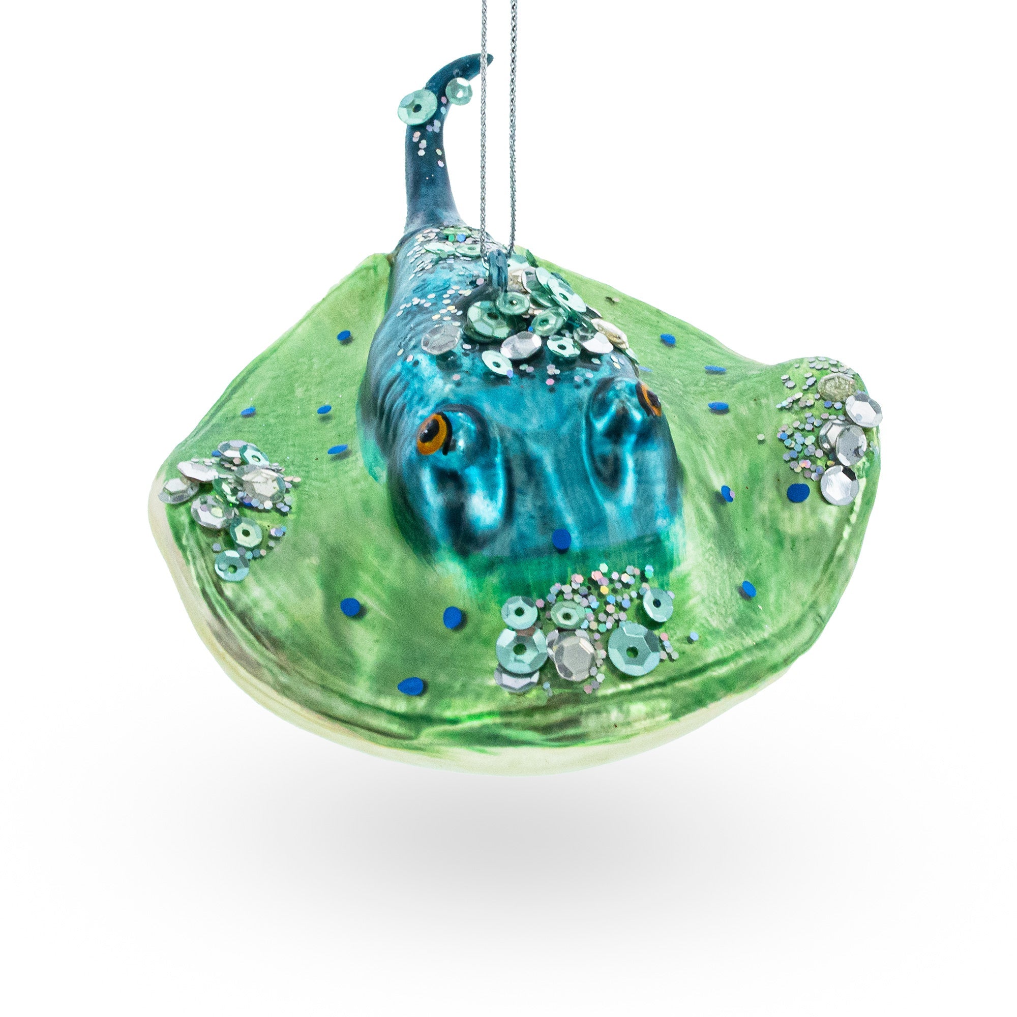 Jeweled Blue Stingray Glass Christmas Ornament