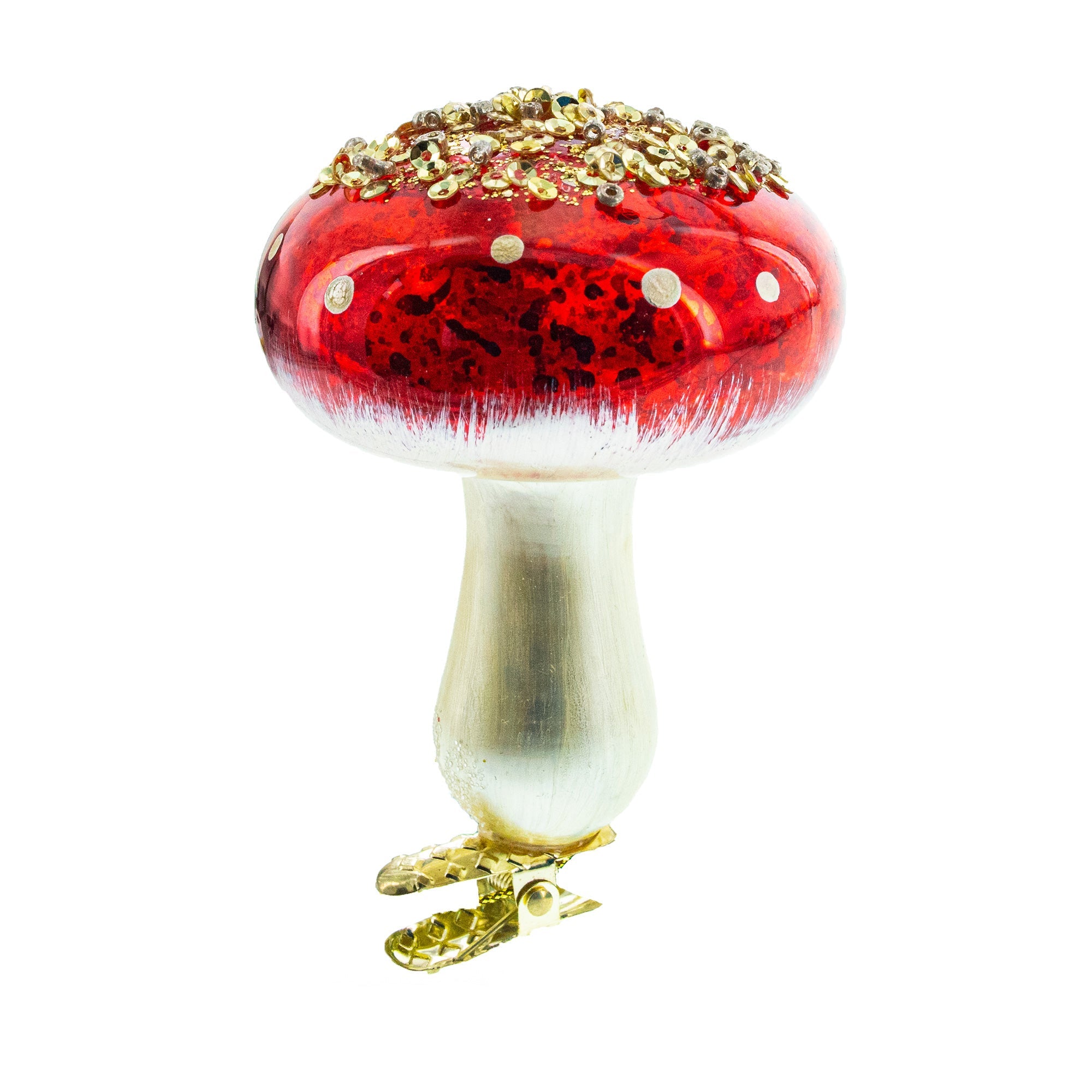 Amanita Mushroom Whimsical Glass Christmas Ornament