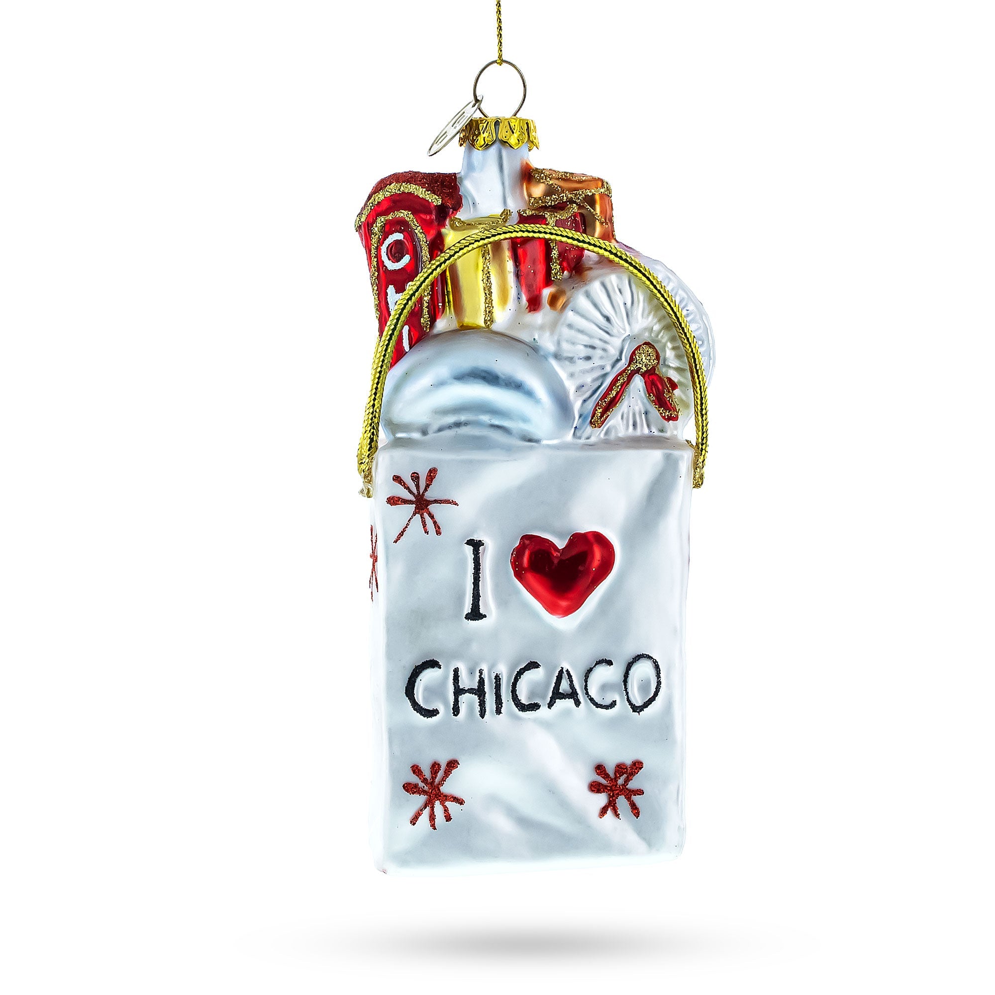 I Love Chicago Glass Christmas Ornament