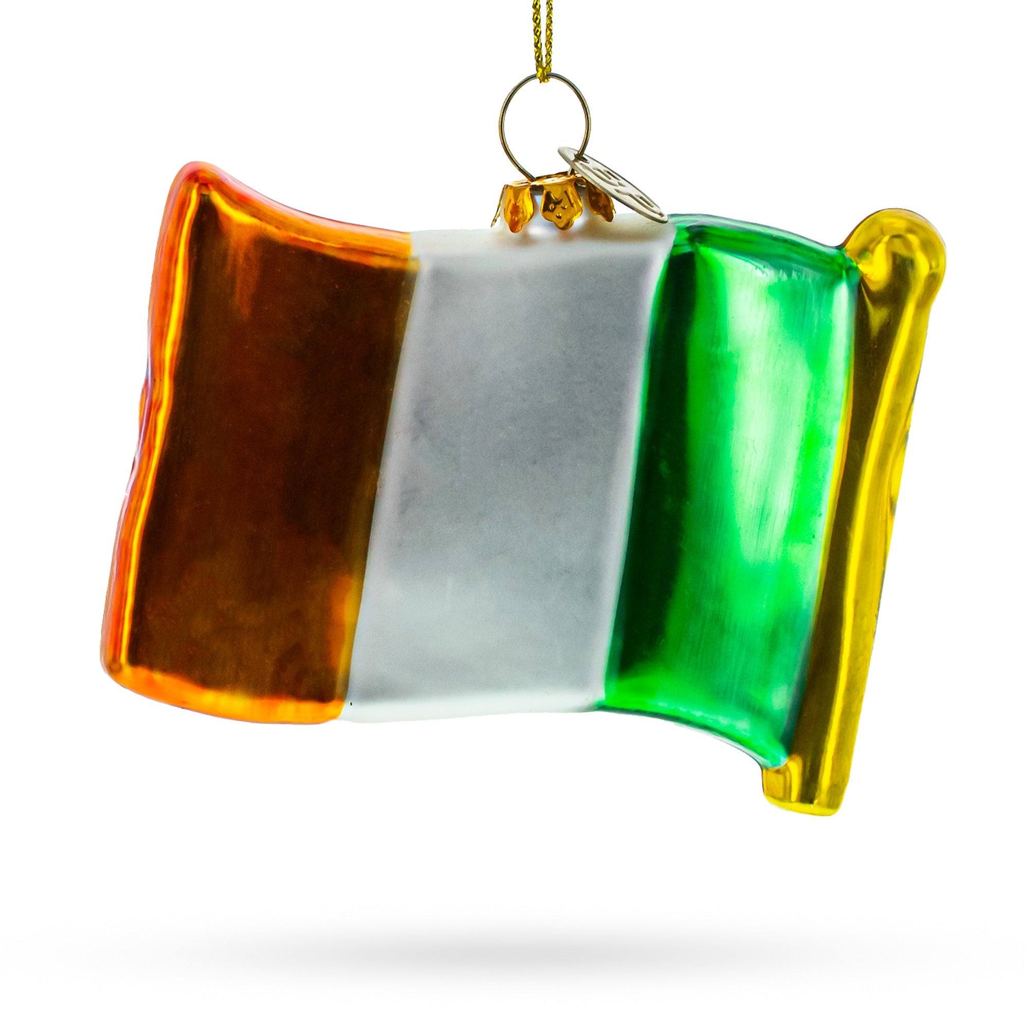 Waving Flag of Ireland Glass Christmas Ornament