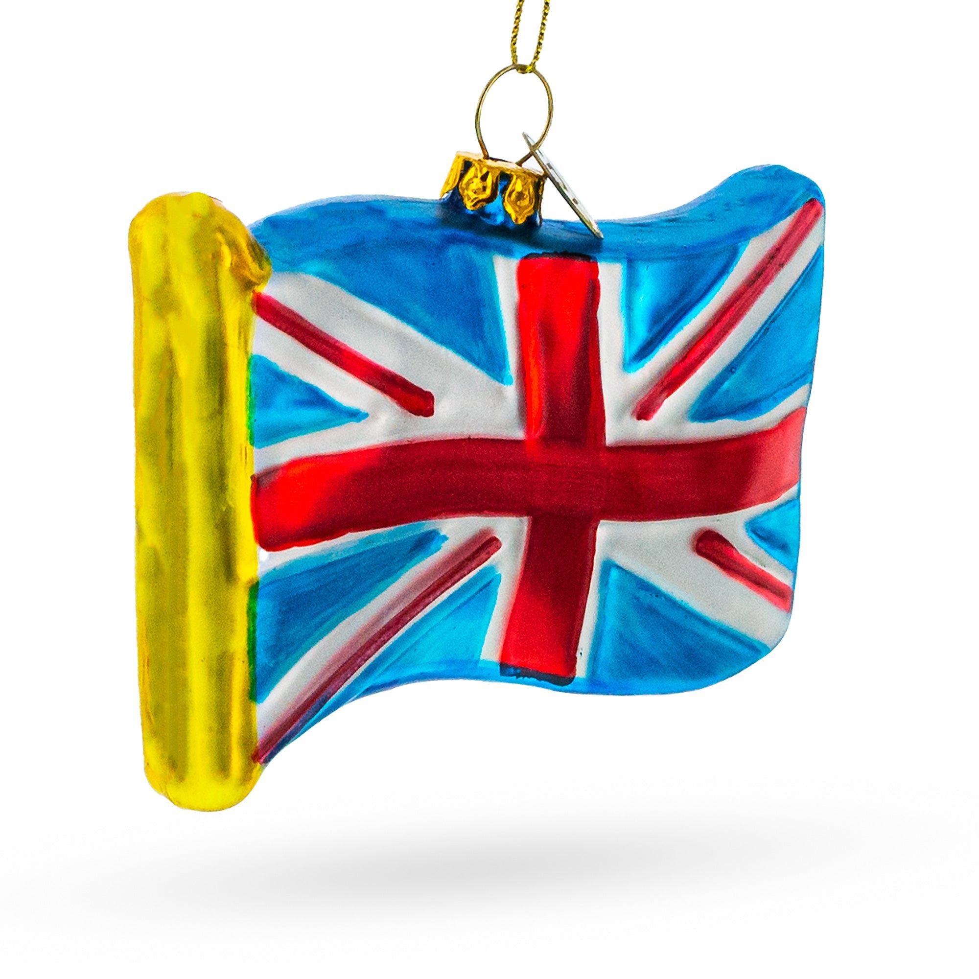 Waving Flag of United Kingdom Glass Christmas Ornament