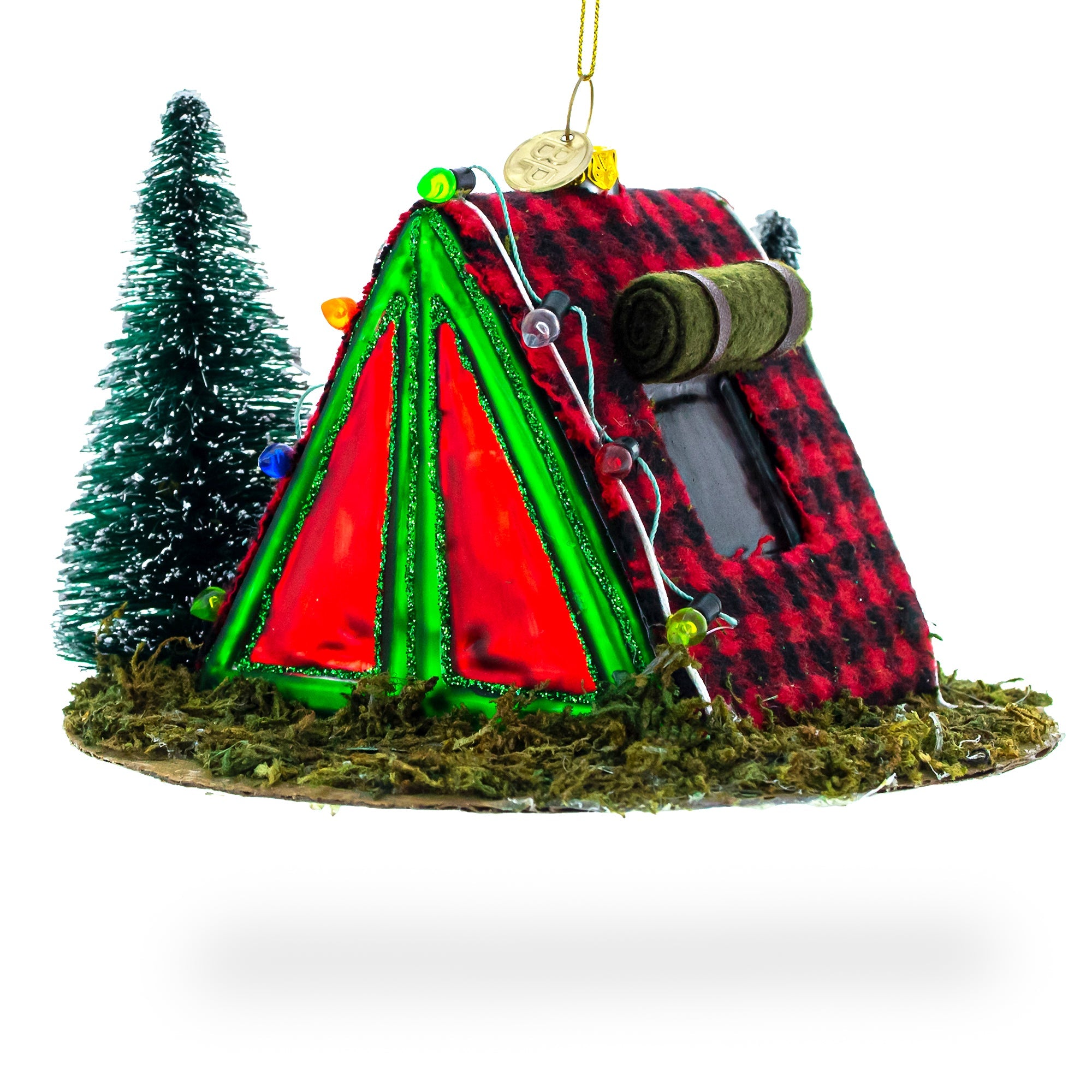Shelter in the Woods Glass Christmas Ornament
