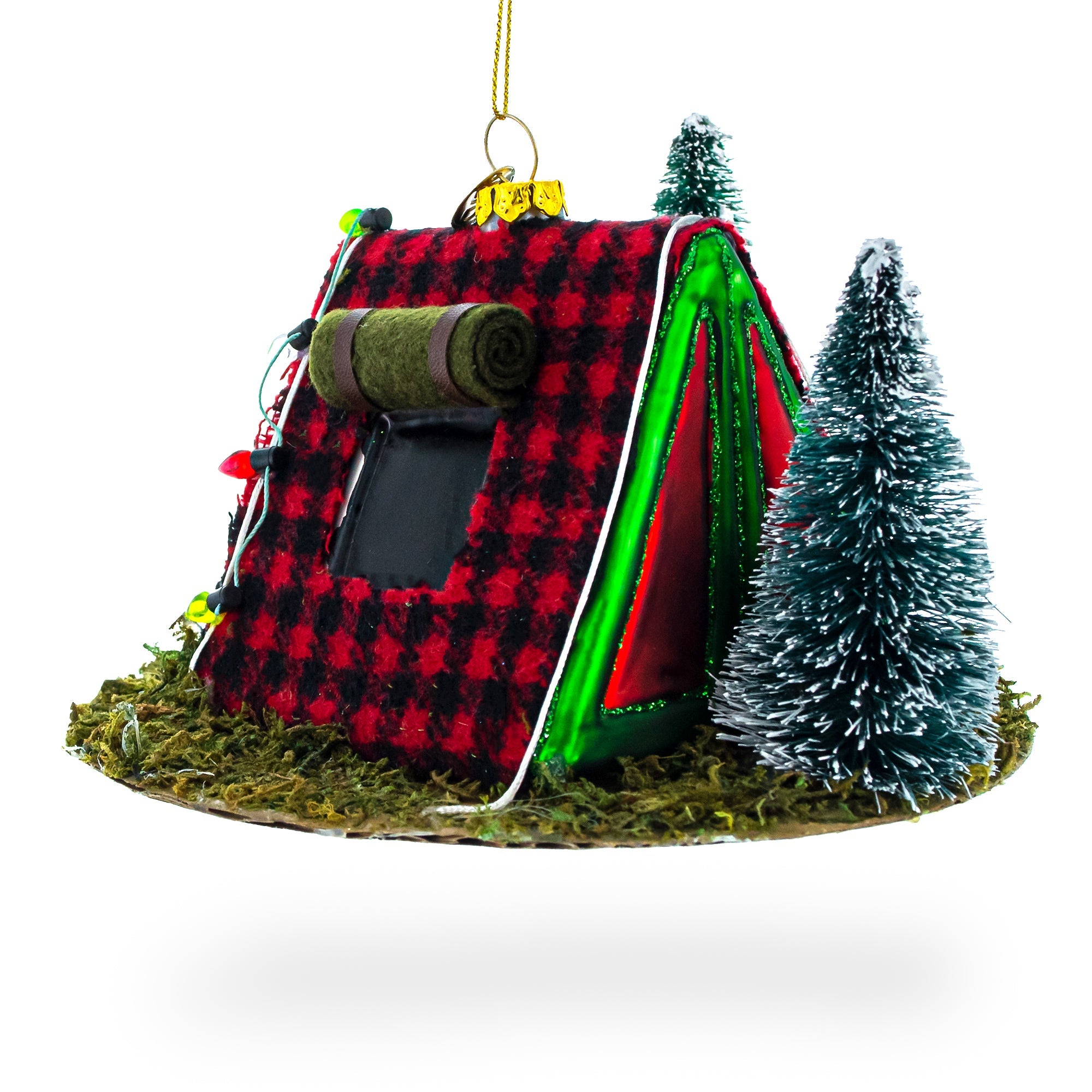 Shelter in the Woods Glass Christmas Ornament