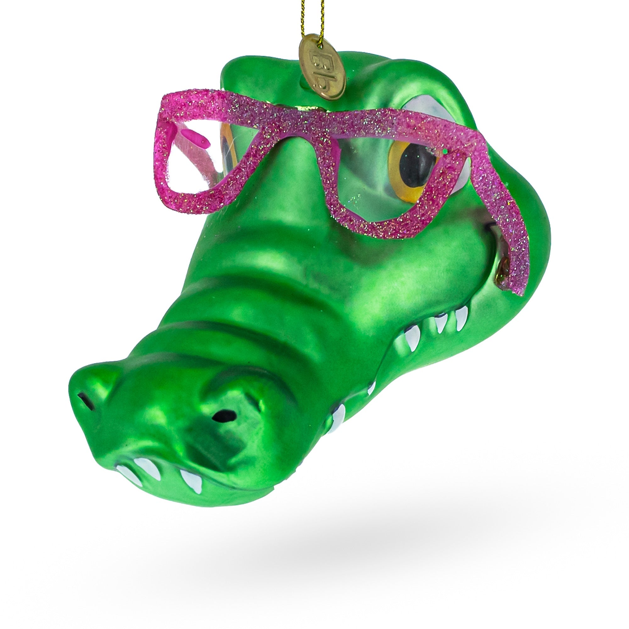 Alligator Head with Glasses Glass Christmas Ornament BestPysanky