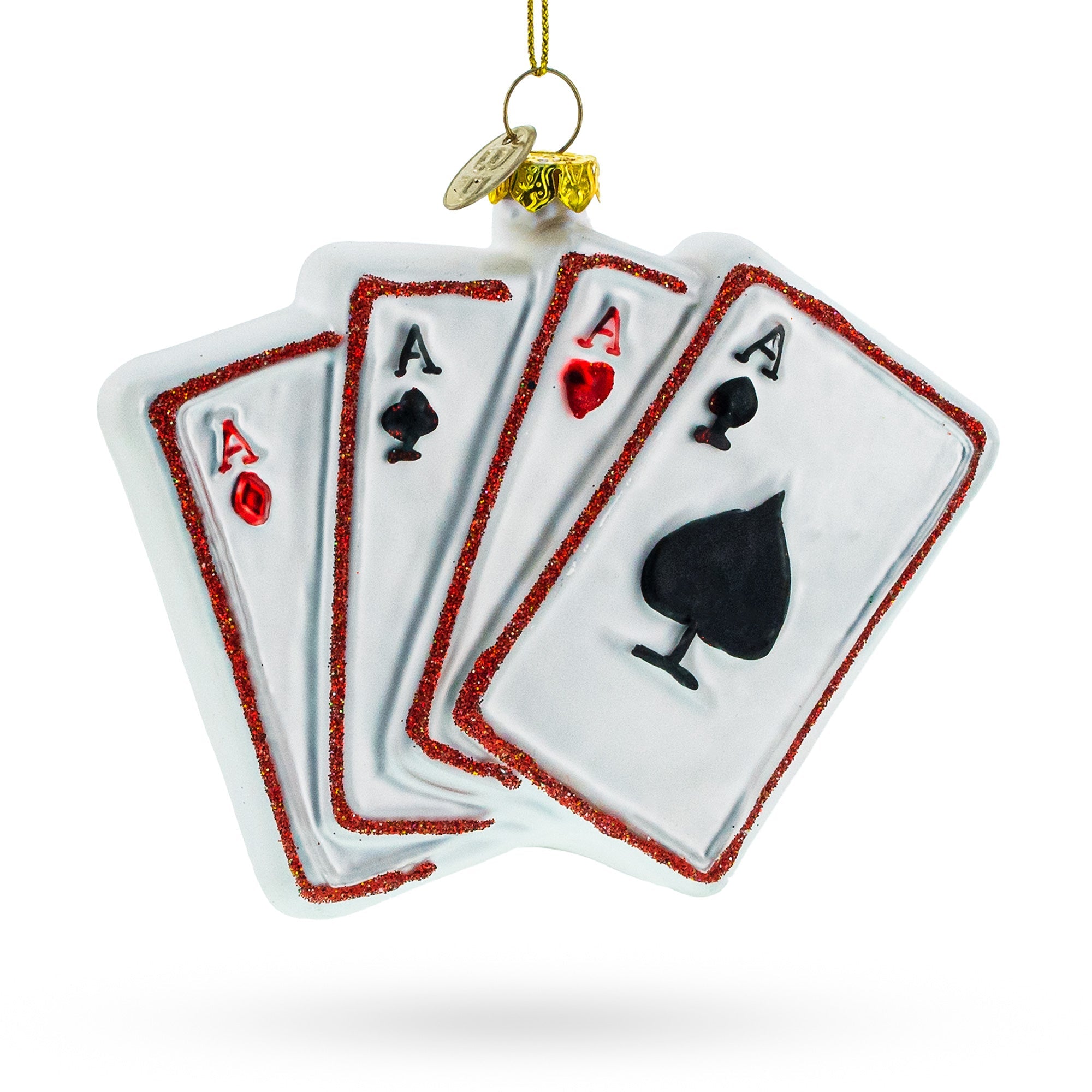 Casino Chips and Playing Cards Glass Christmas Ornament