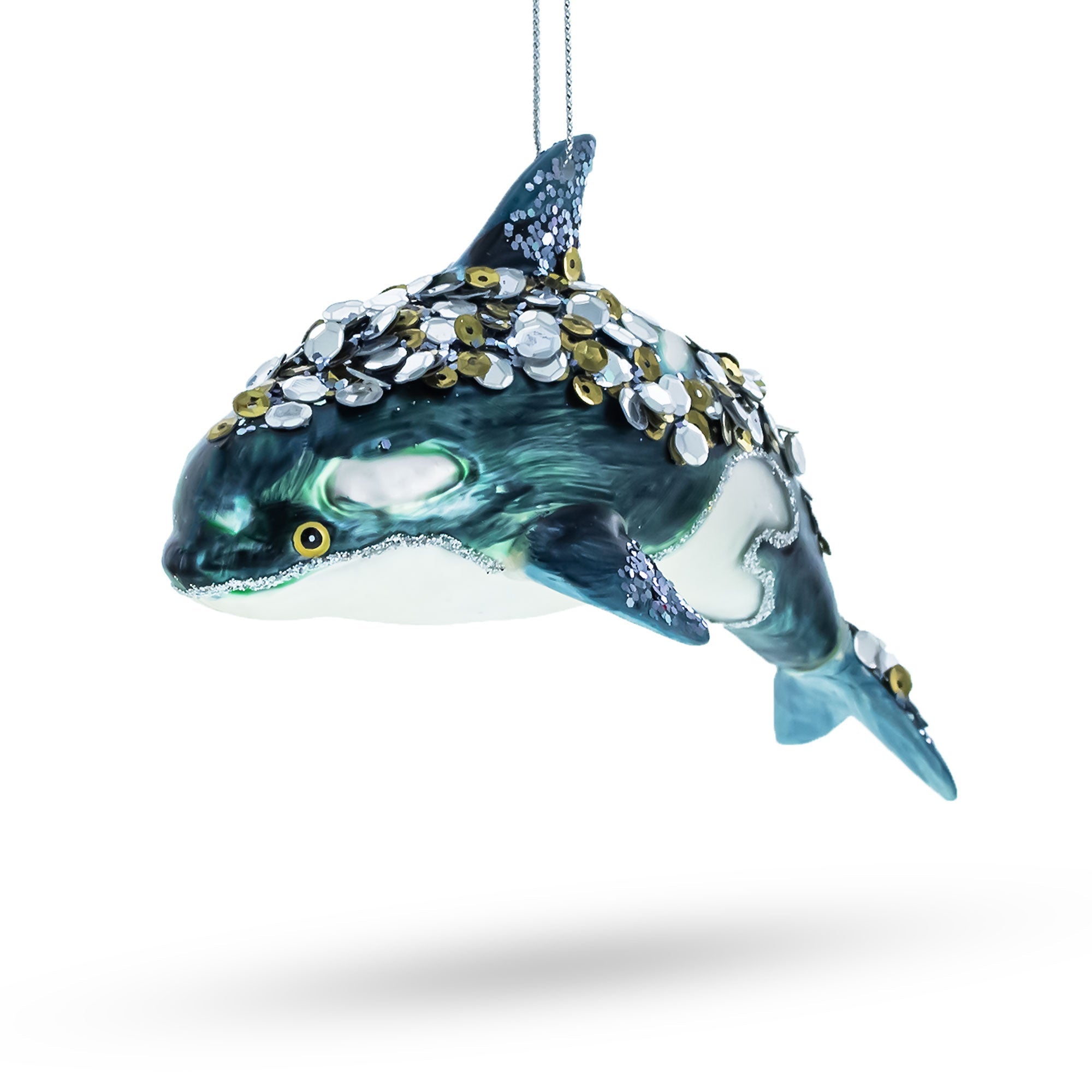 Orca Whale Glass Christmas Ornament