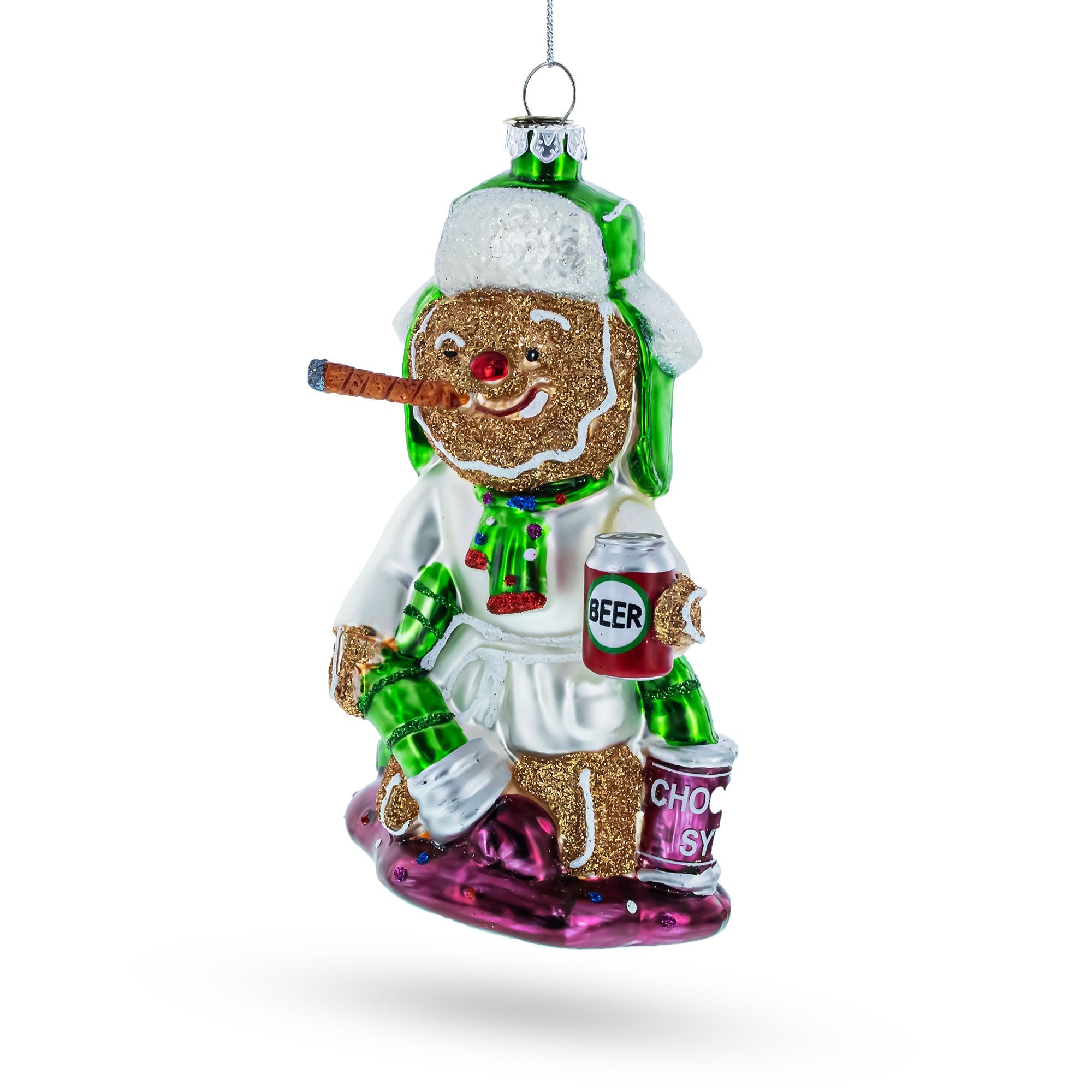Gingerbread Party Relaxer Glass Christmas Ornament