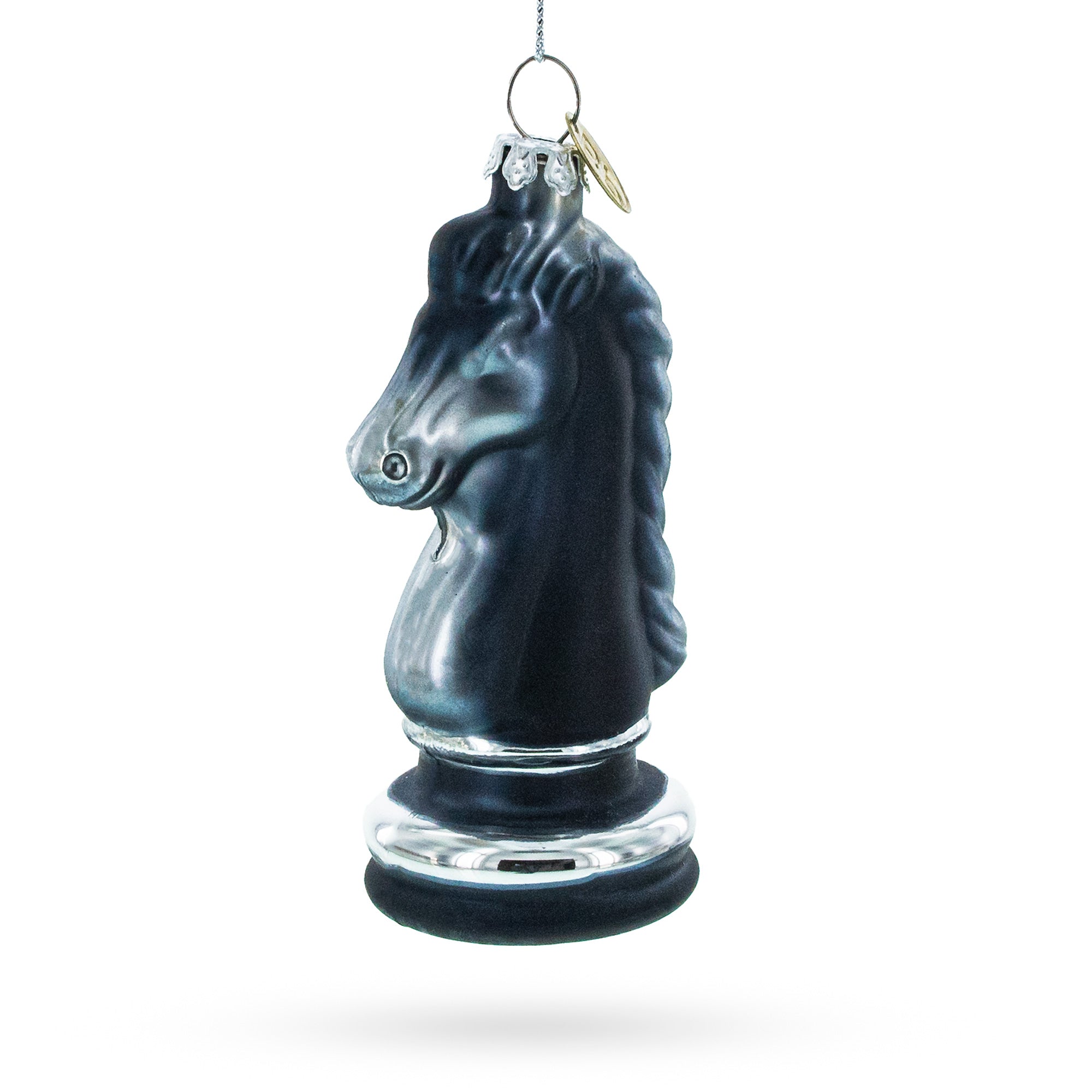 Black Knight Chess Glass Christmas Ornament