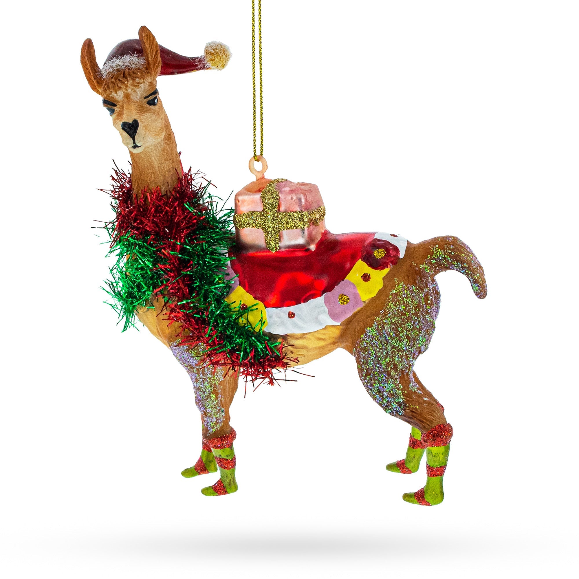 Alpaca Glass Christmas Ornament