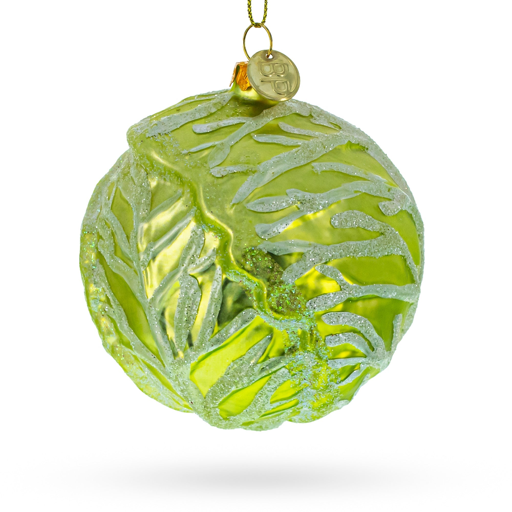 Handcrafted Green Cabbage Glass Christmas Ornament
