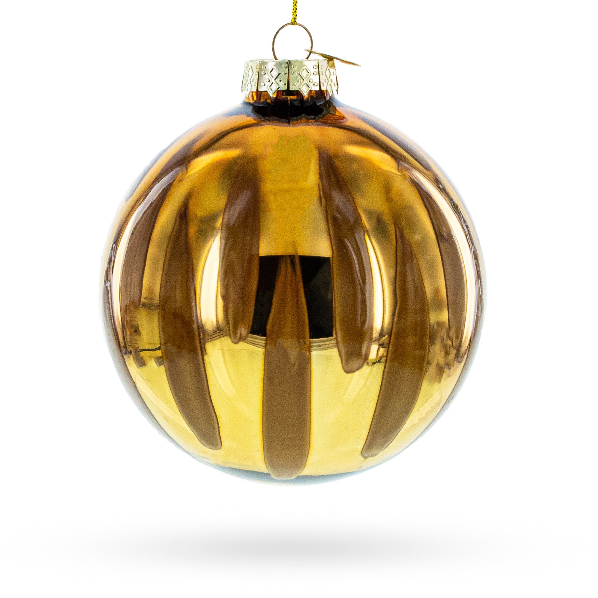 Gleaming Gold Oblong Glass Ball Christmas Ornament