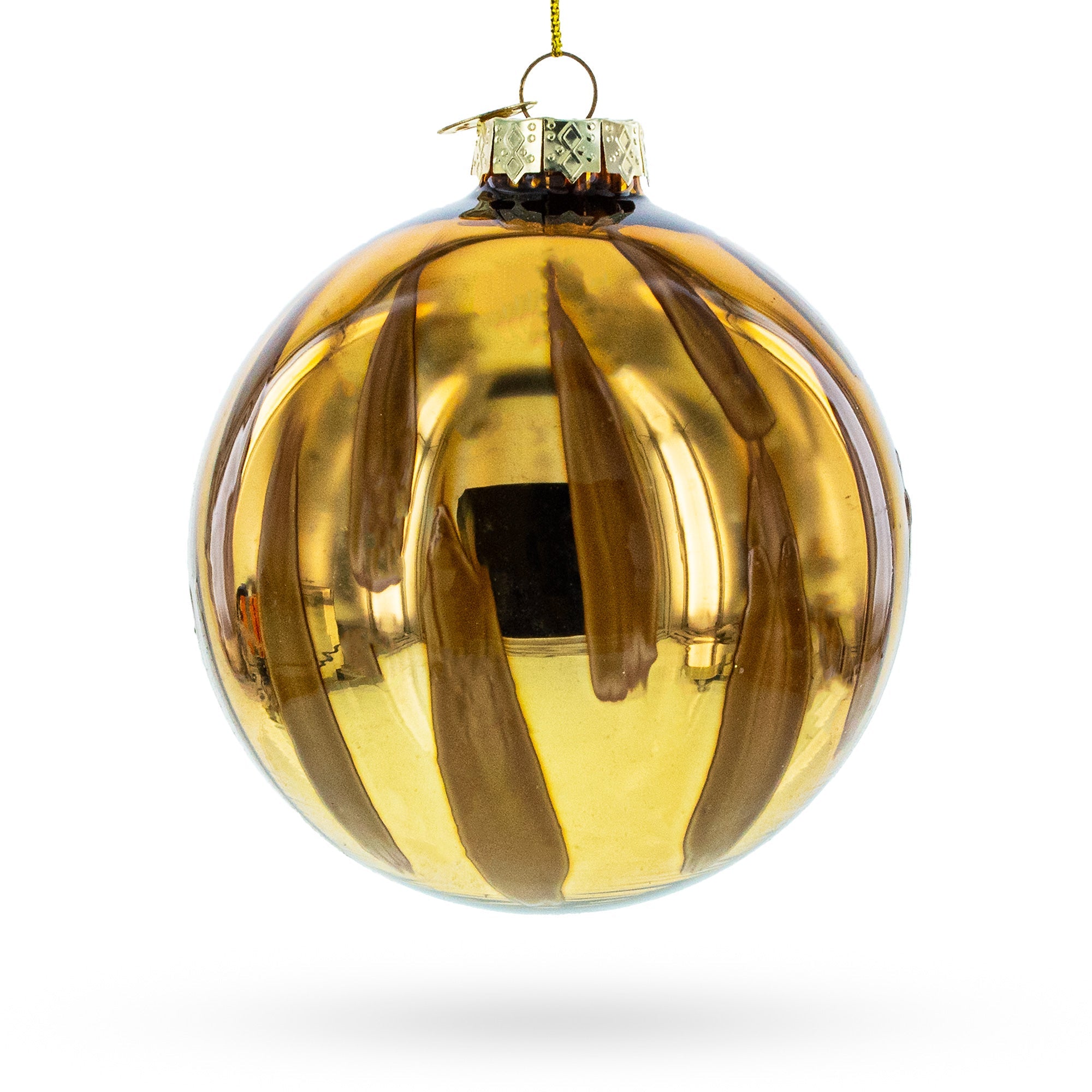 Gleaming Gold Oblong Glass Ball Christmas Ornament