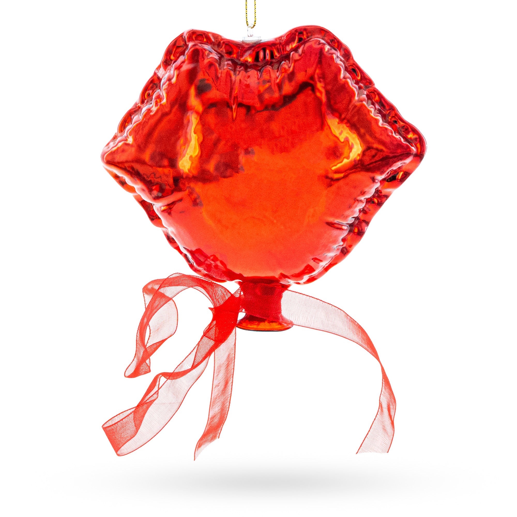 Sultry Red Lips Glass Christmas Ornament